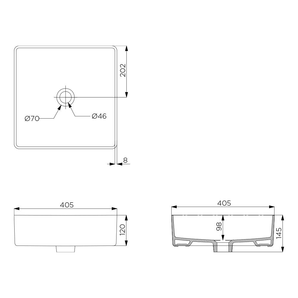 Arcisan Xoni 405 Thin Square Above Counter Basin
