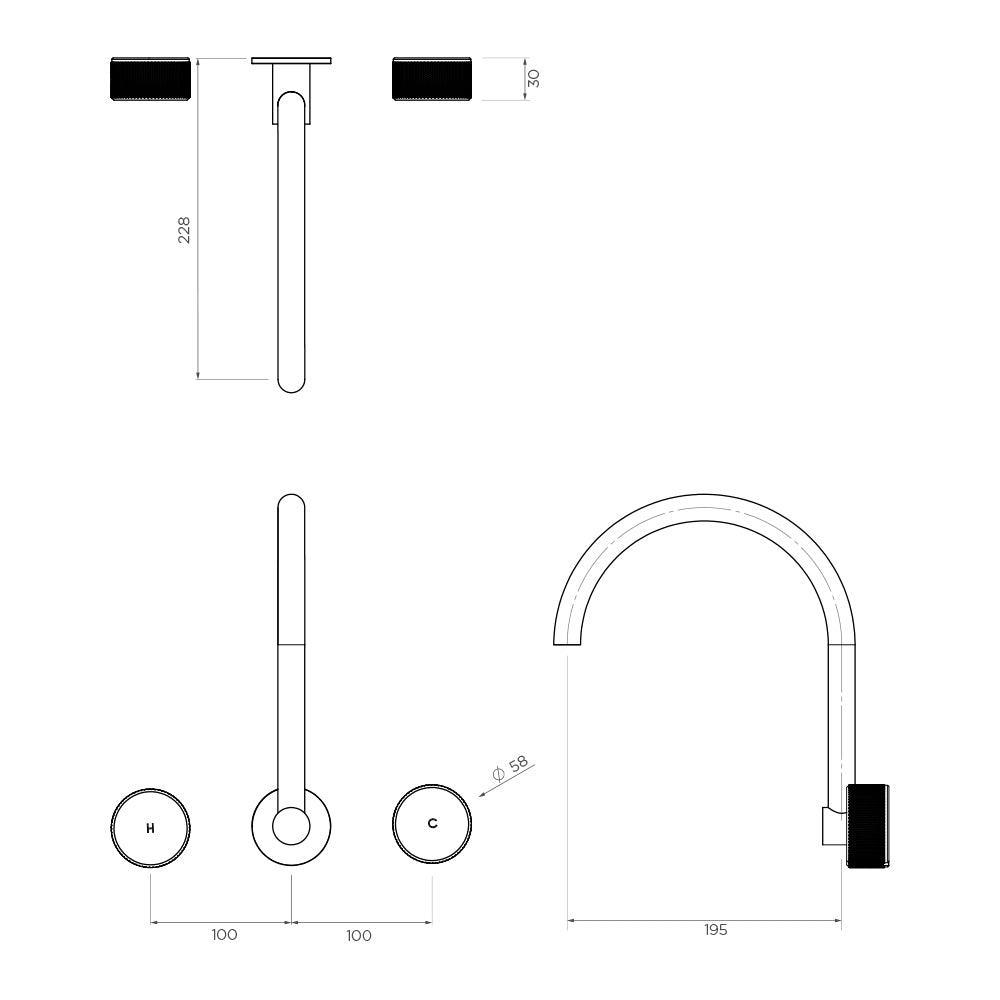 Arcisan Vierra Wall Mount Kitchen or Laundry Set with Swivel Spout