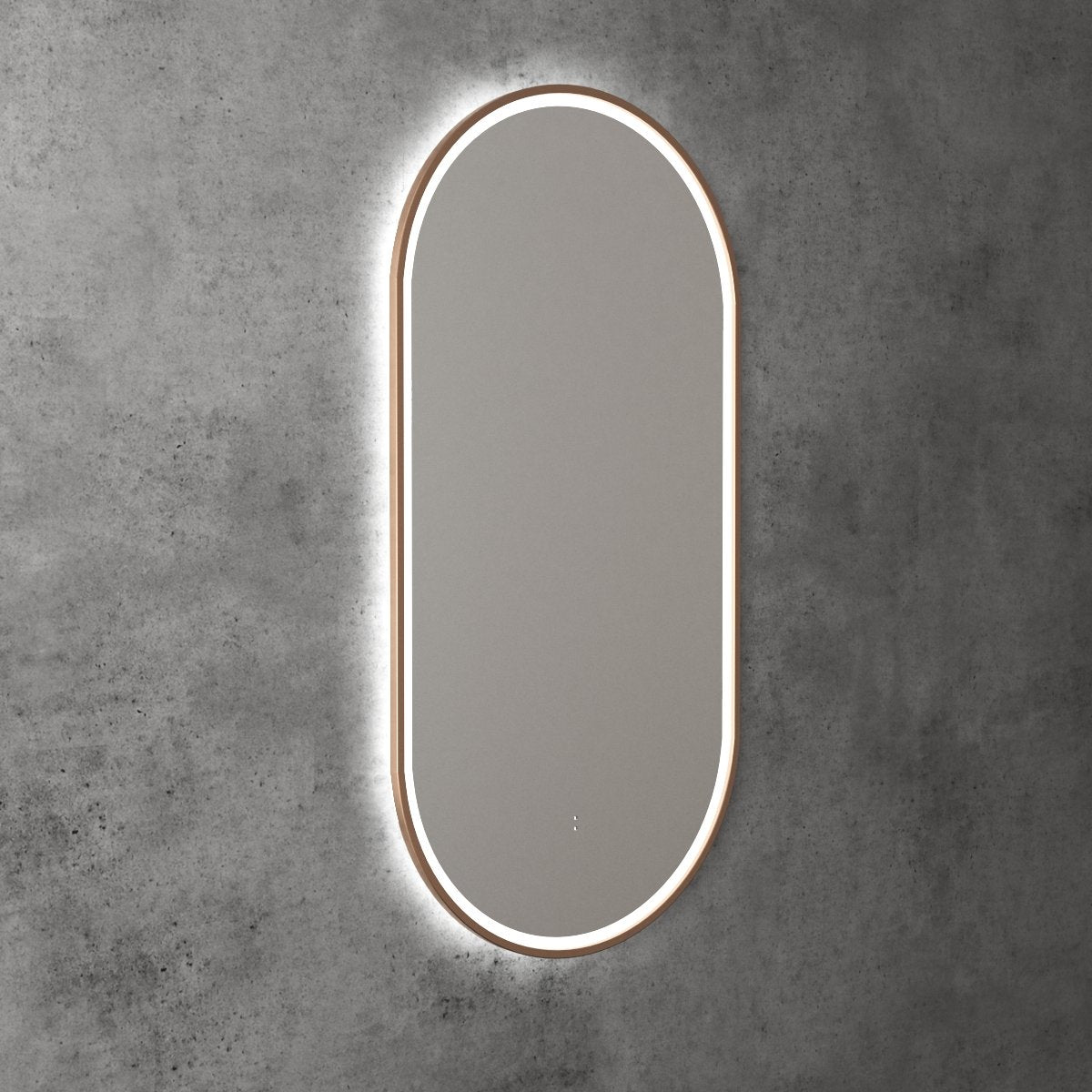 Aulic Beau Monde Oblong LED Mirror 450 x 900mm, brushed bronze frame