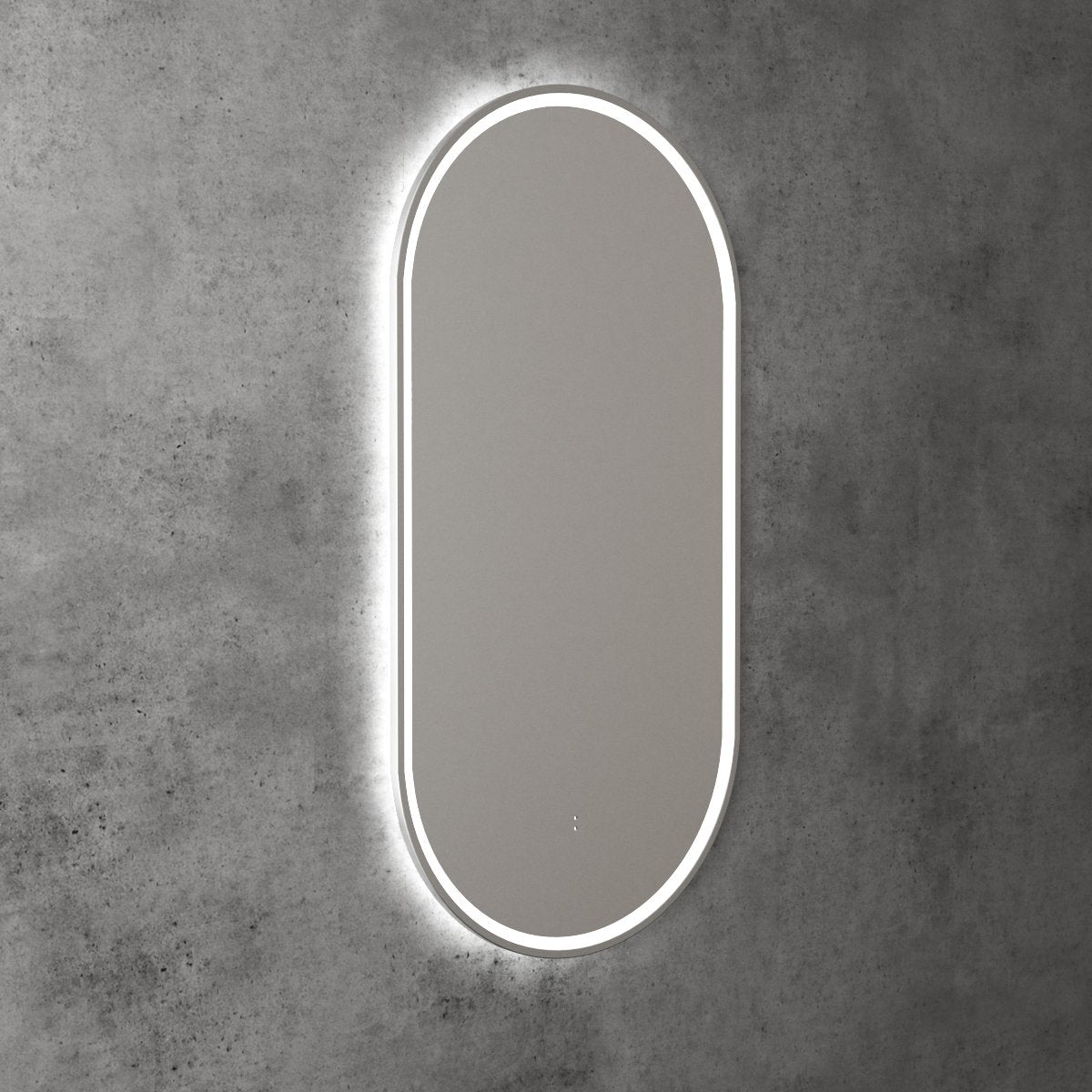 Aulic Beau Monde Oblong LED Mirror 450 x 900mm, brushed nickel frame