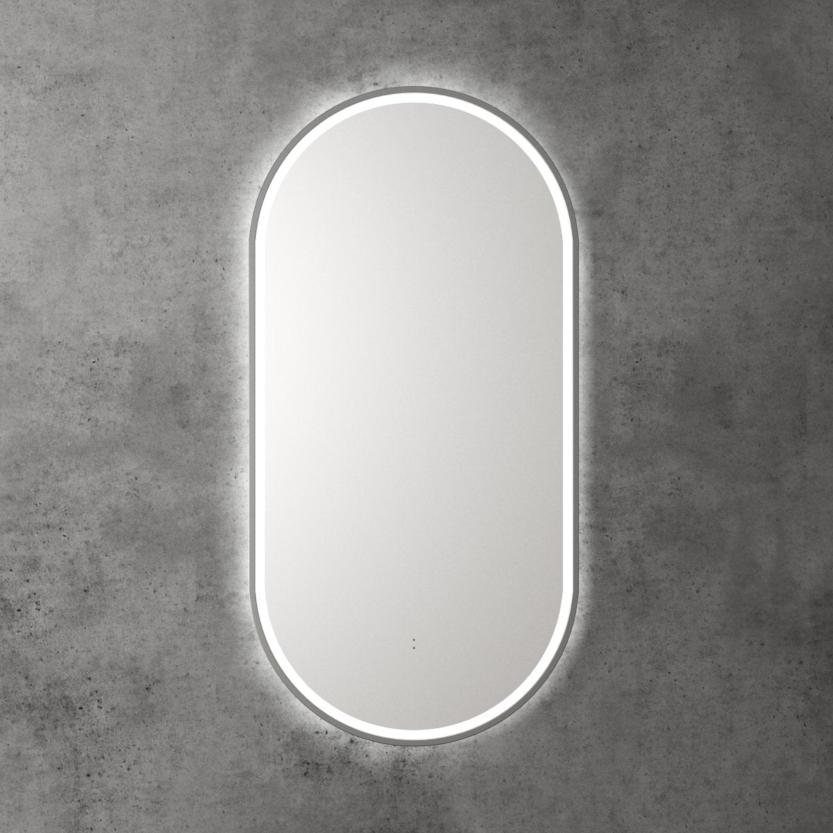 Aulic Beau Monde Oblong LED Mirror 450 x 900mm, gun metal frame