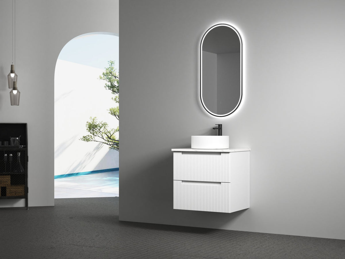 Aulic Beau Monde Oblong LED Mirror, matte black, styled bathroom