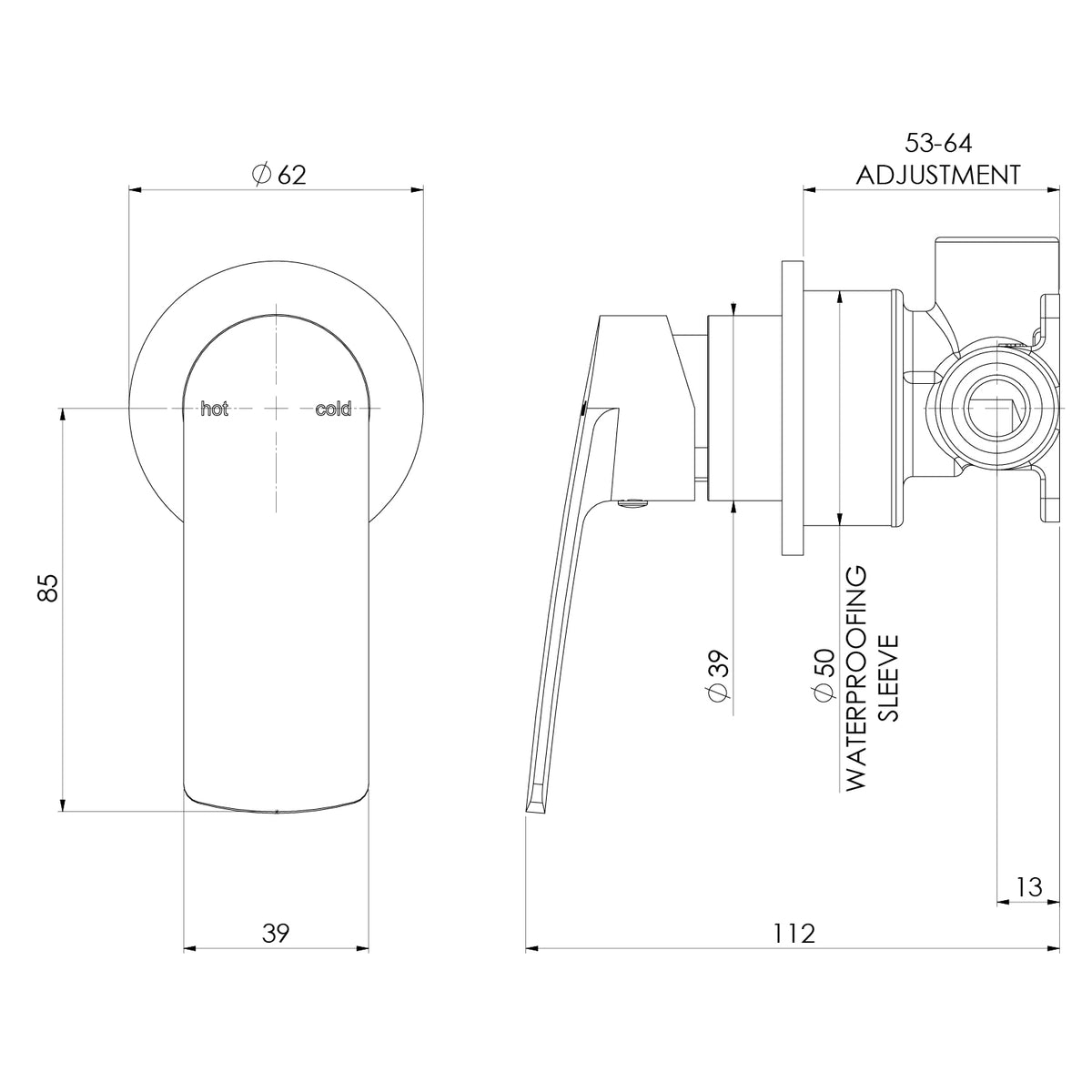 Phoenix Mekko SwitchMix Shower / Wall Mixer Round Plate (Fit-Off Kit Only) – Lead Free