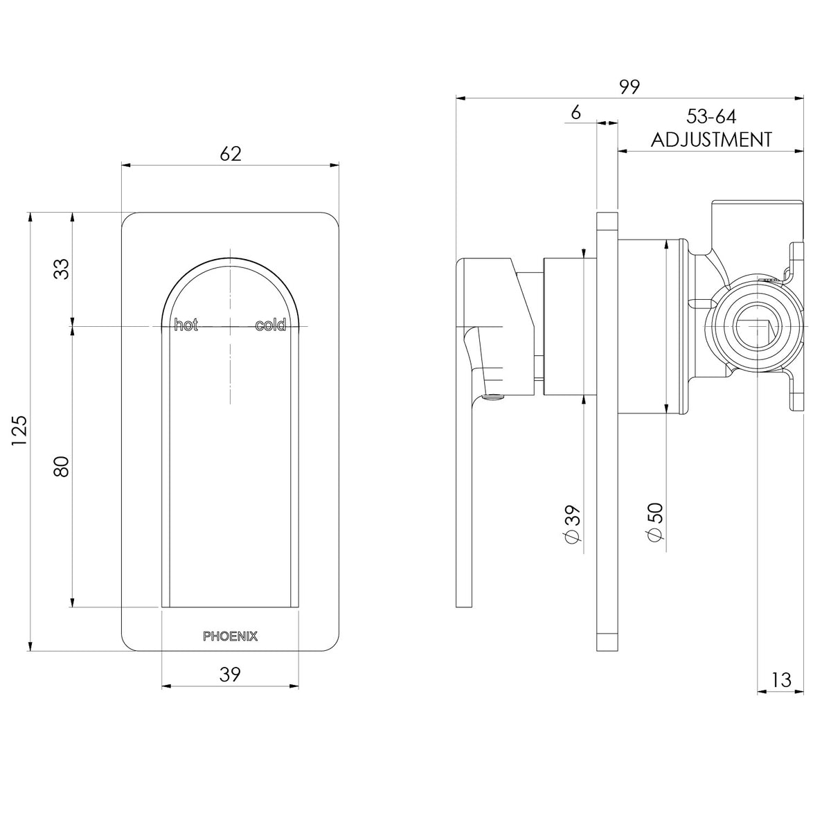 Phoenix Teel SwitchMix Shower / Wall Mixer (Fit-Off Kit Only) – Lead Free