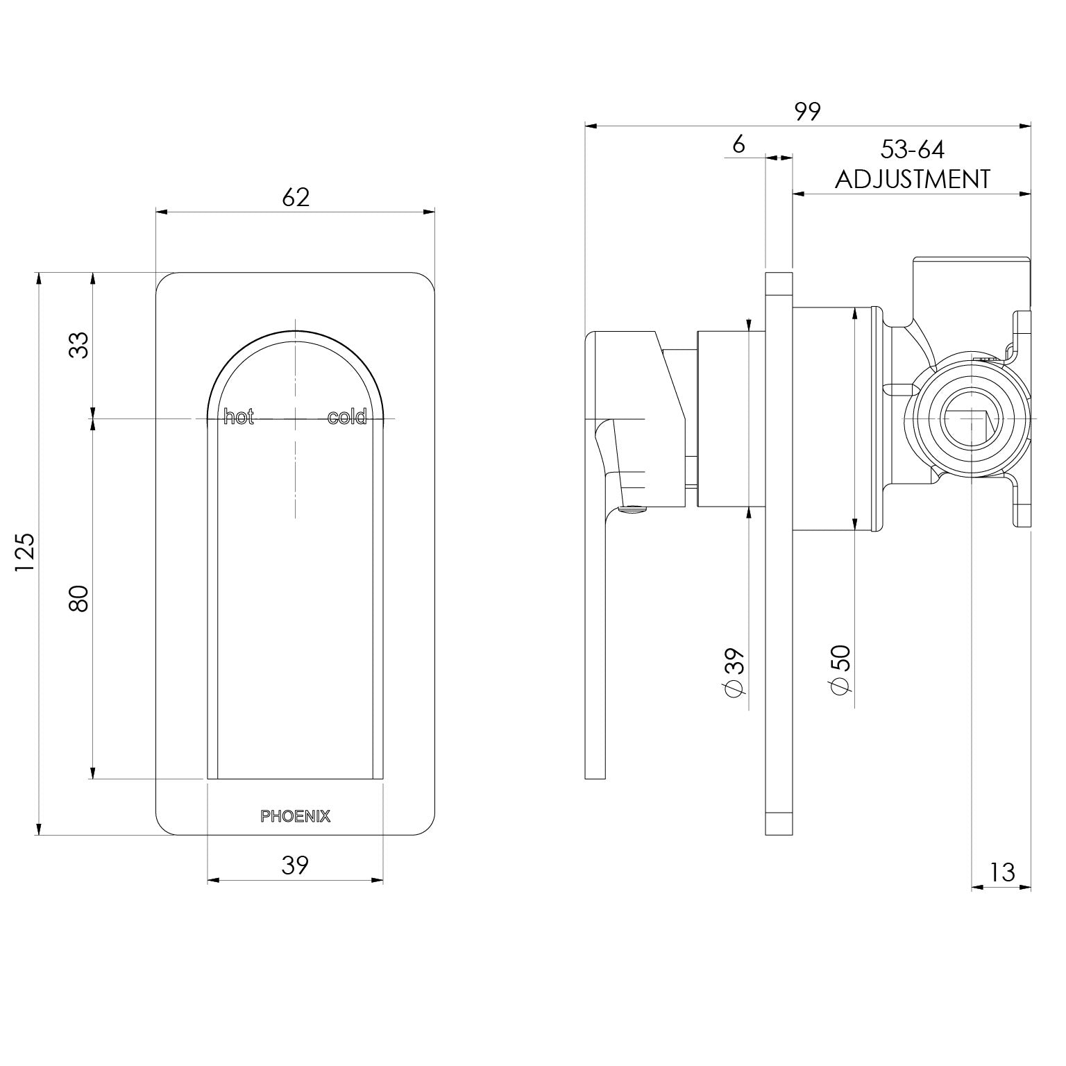 Phoenix Teel SwitchMix Shower / Wall Mixer (Fit-Off Kit Only) – Lead Free