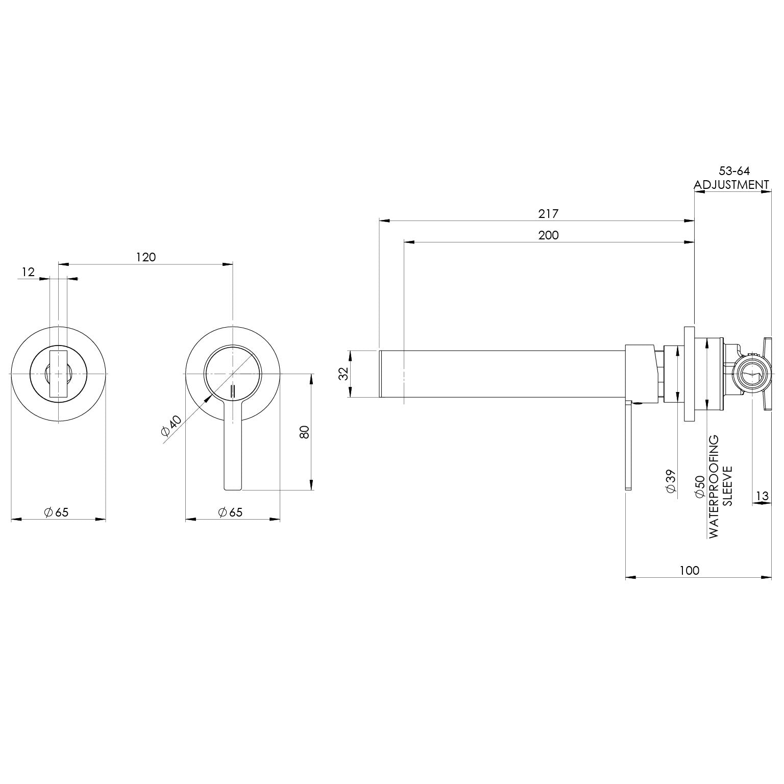 Phoenix Lexi MKII SwitchMix Wall Bath Mixer Set 200mm (Complete Kit)