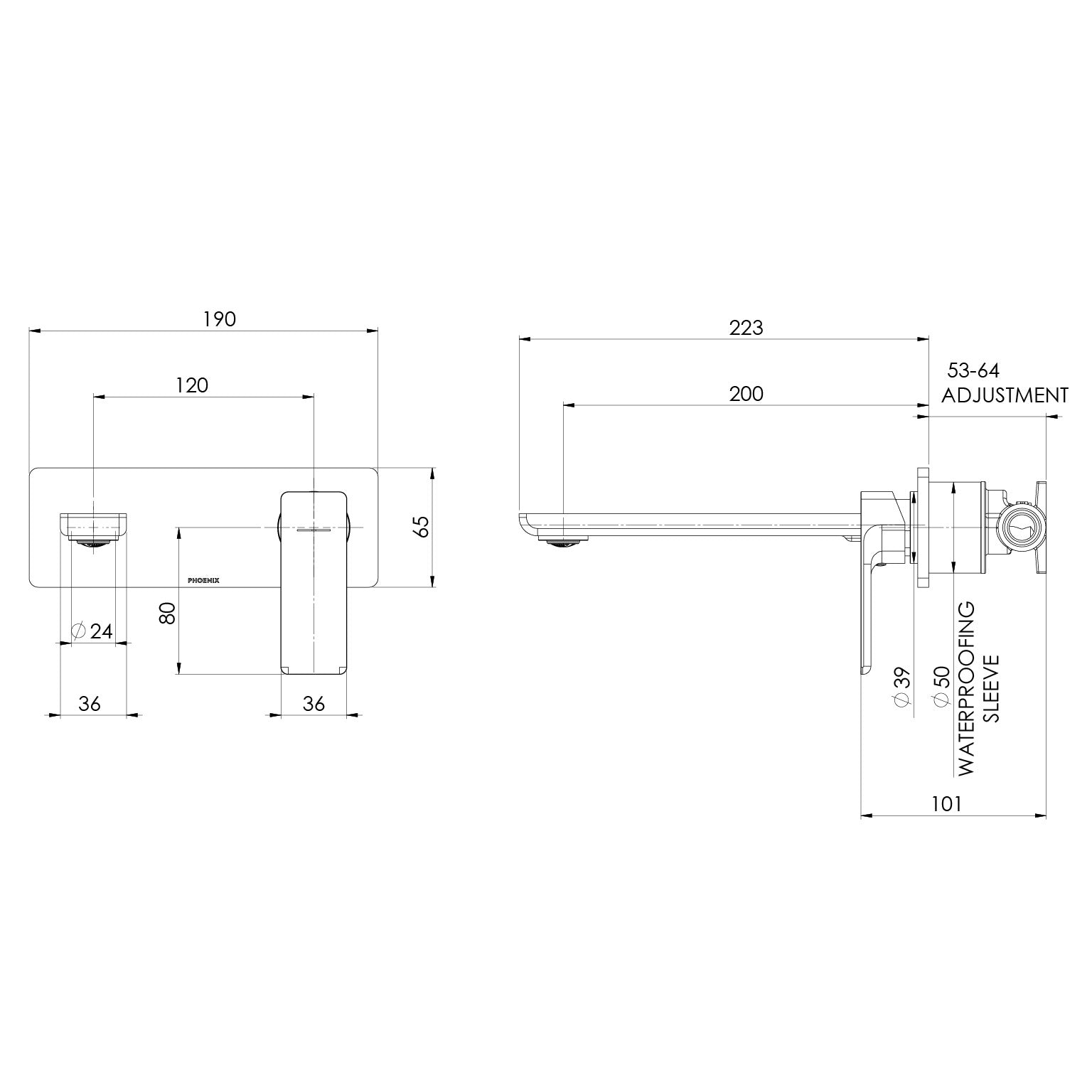 Phoenix Gloss MKII SwitchMix Wall Basin / Bath Mixer Set (Fit-Off Kit Only) – Lead Free