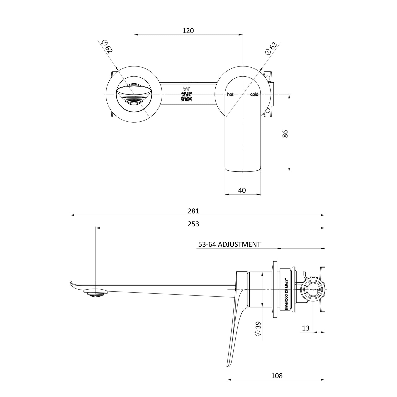 Phoenix Kusabi SwitchMix Wall Basin / Bath Mixer Set 200mm (Complete Kit) – Lead Free