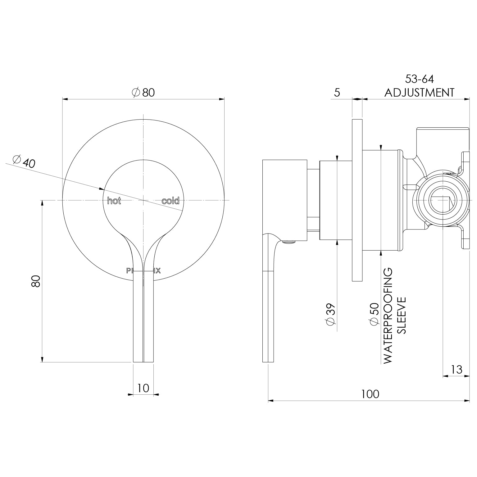 Phoenix Vivid Slimline Oval SwitchMix Shower / Wall Mixer (Fit-Off Kit Only) – Lead Free