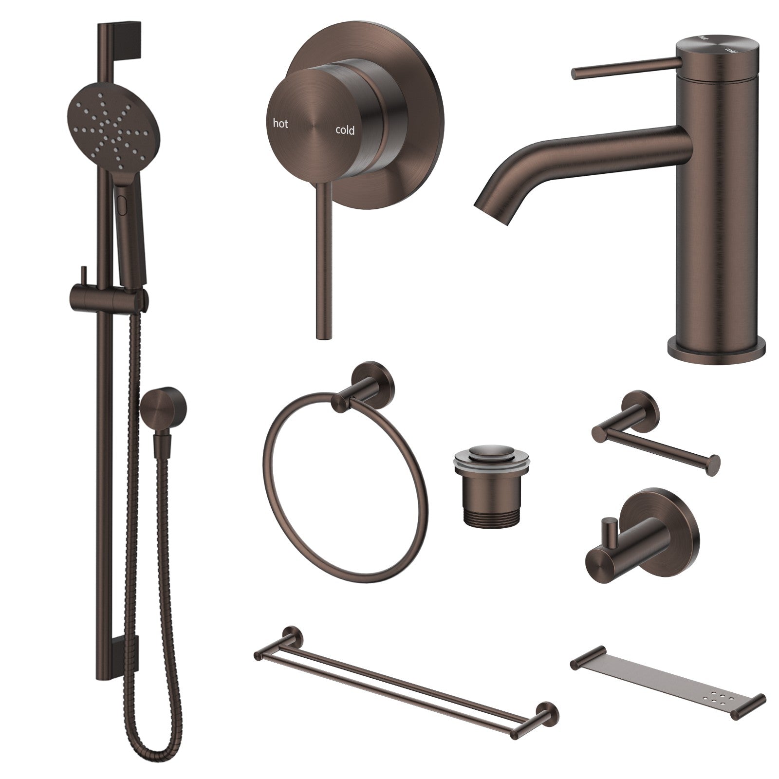 Bella Vista Mica 10-Piece Bathroom Package Builder - Dusk Bronze: every piece in the package