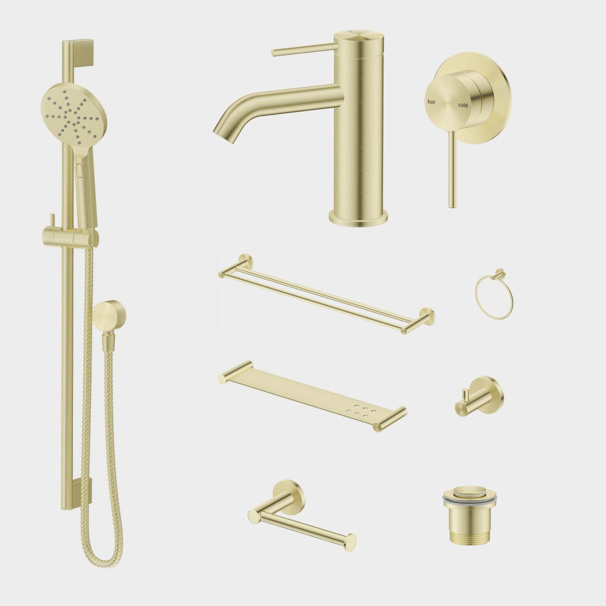 Bella Vista Mica 10-Piece Bathroom Package Builder - French Gold: every piece in the package