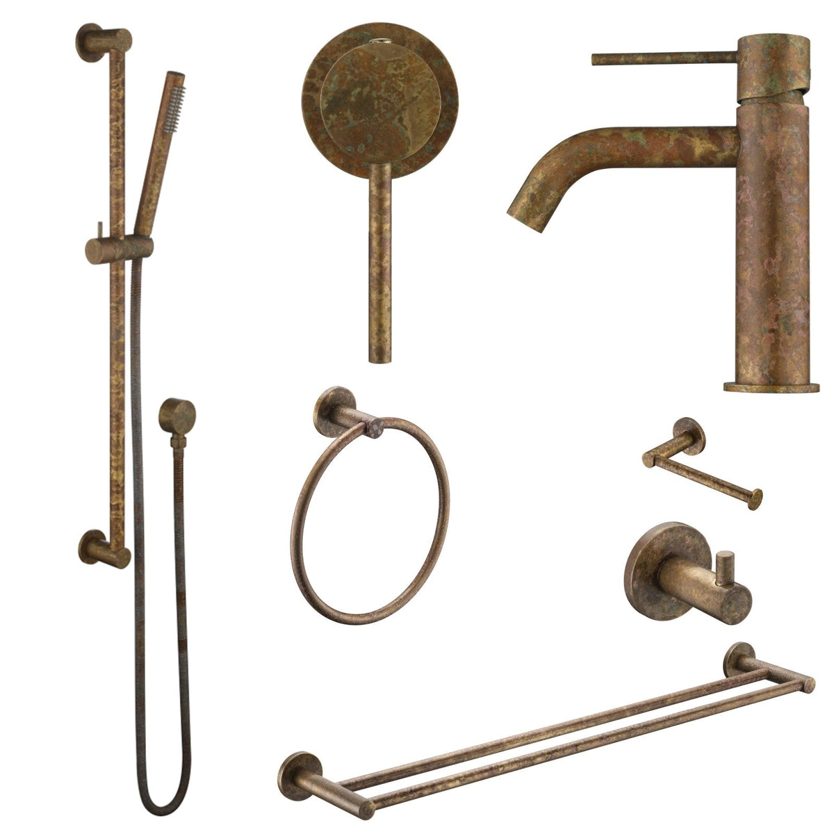 Bella Vista Mica 7-Piece Bathroom Package Builder - Living Brass: every piece in the package