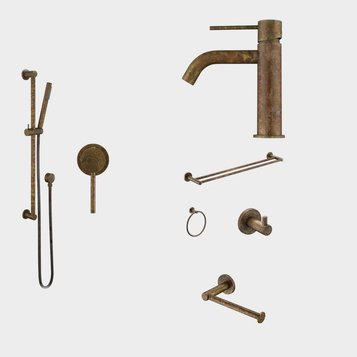 Bella Vista Mica 7-Piece Bathroom Package Builder - Living Brass: every piece in the package