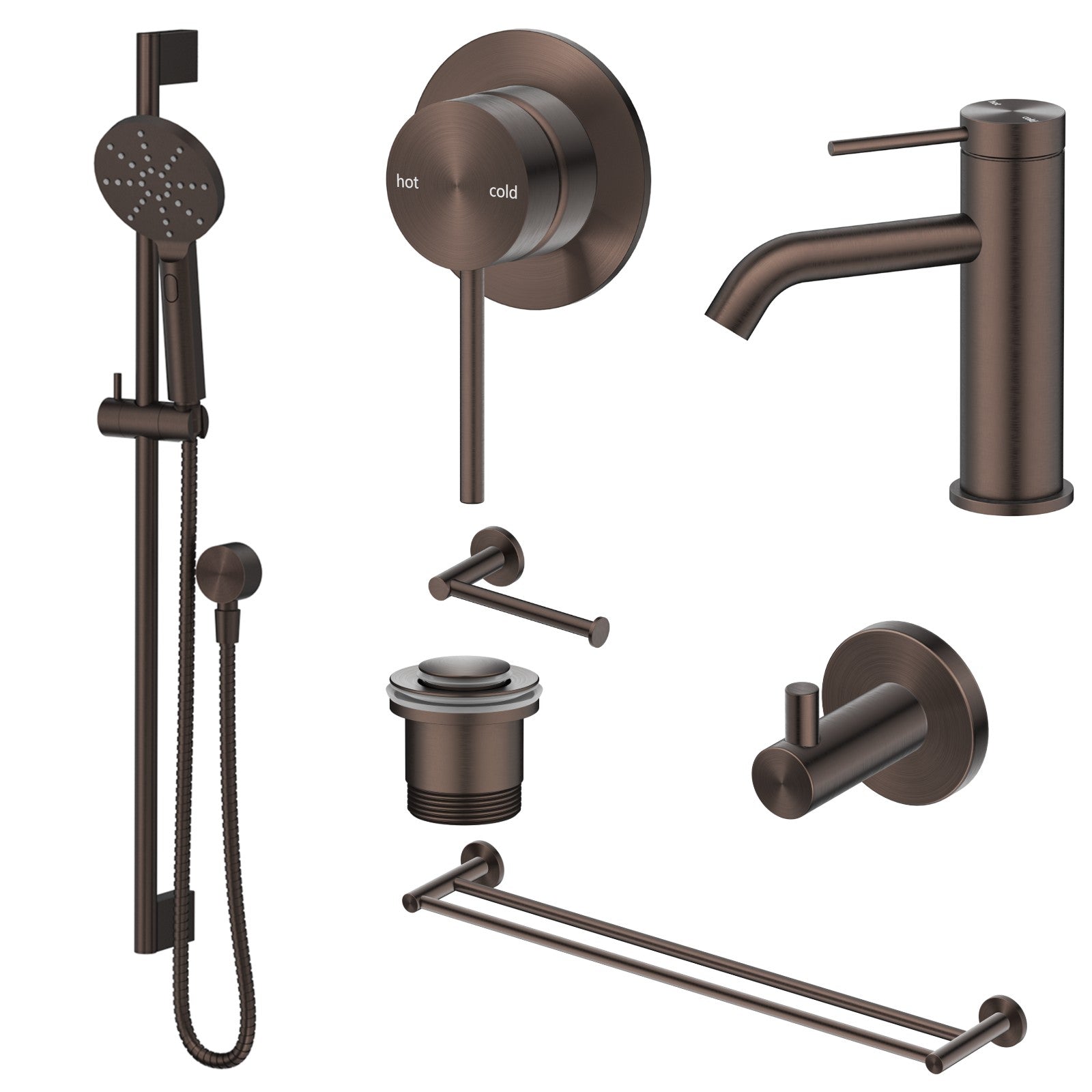 Bella Vista Mica 8-Piece Bathroom Package Builder - Dusk Bronze: every piece in the package