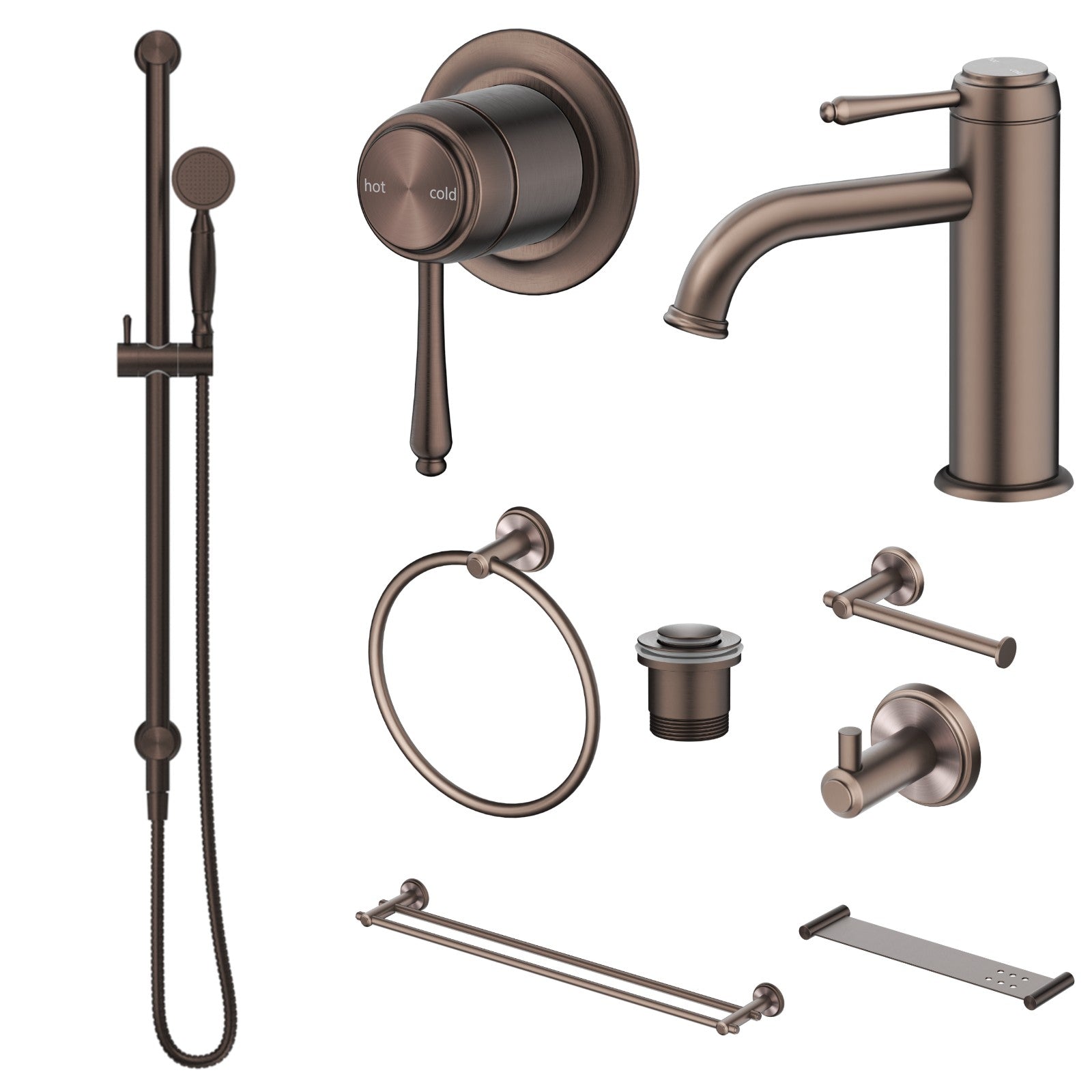 Bella Vista Mica Heritage 10-Piece Bathroom Package Builder - Dusk Bronze: every piece in the package