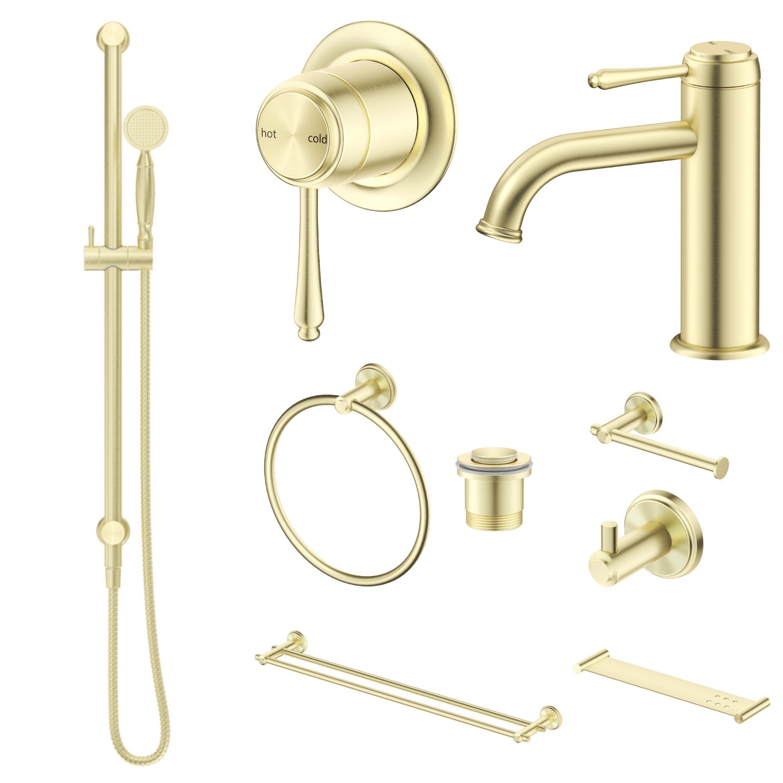 Bella Vista Mica Heritage 10-Piece Bathroom Package Builder - French Gold: every piece in the package