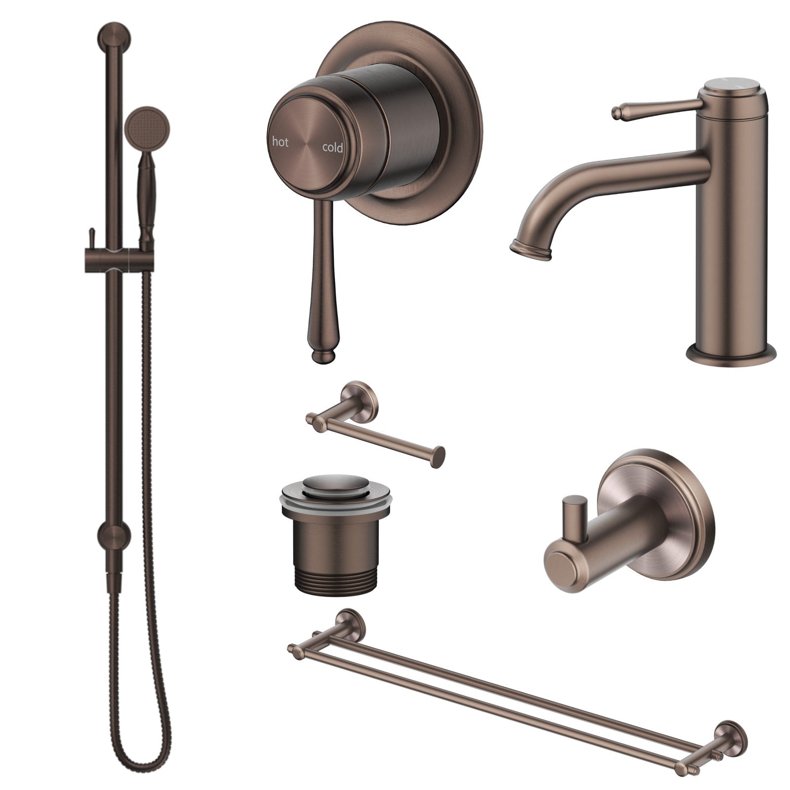 Bella Vista Mica Heritage 8-Piece Bathroom Package Builder - Dusk Bronze: every piece in the package