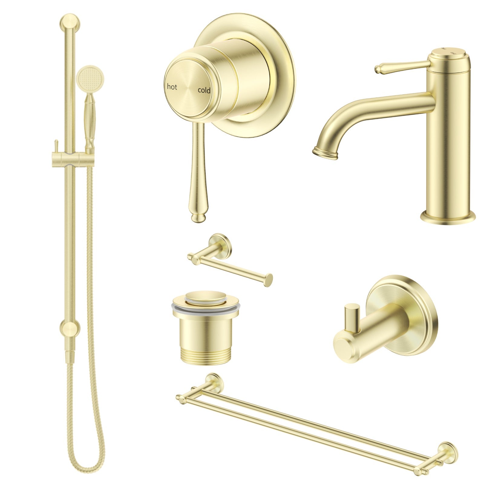 Bella Vista Mica Heritage 8-Piece Bathroom Package Builder - French Gold: every piece in the package