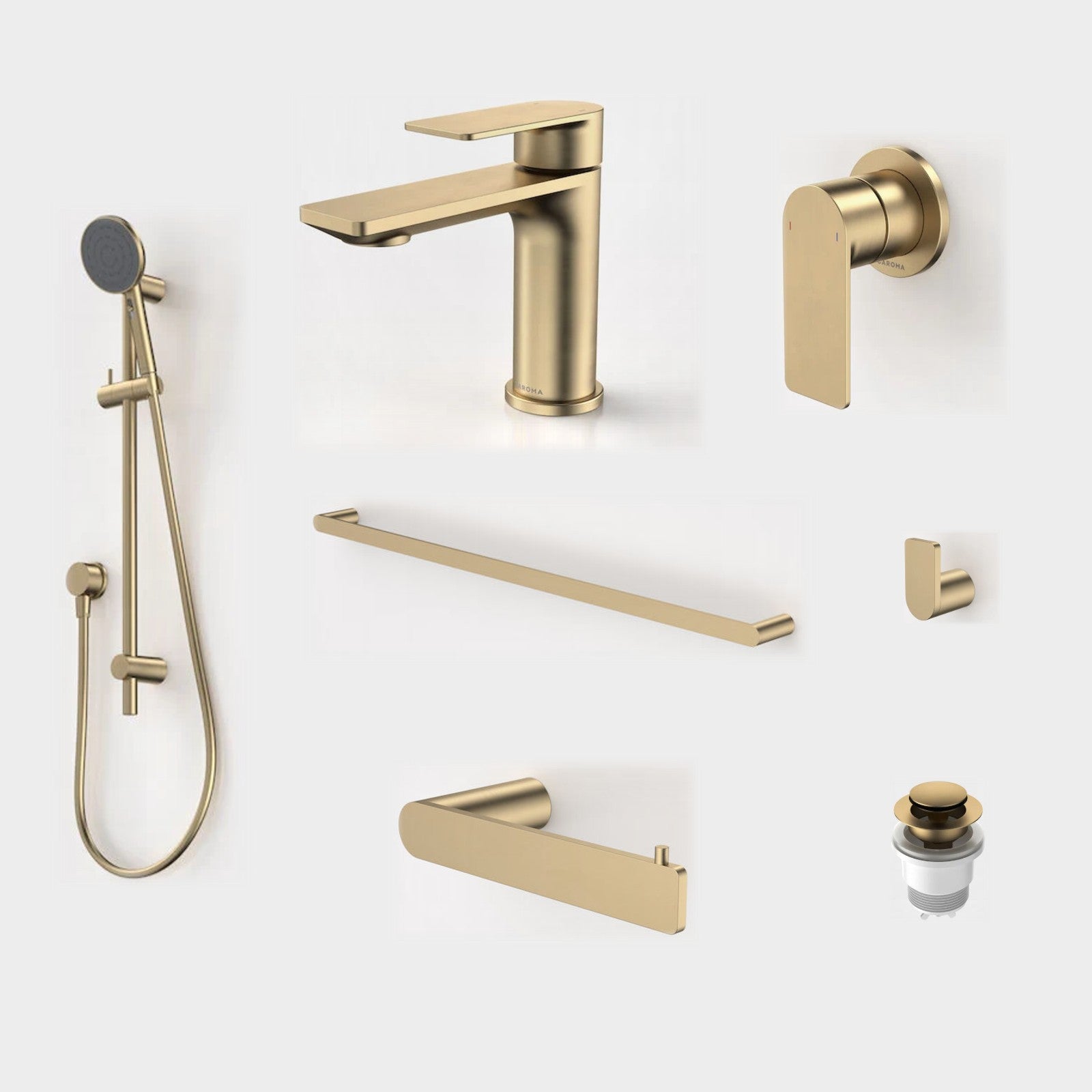 Caroma Urbane II 7-Piece Bathroom Package - Brushed Brass: every piece in the package