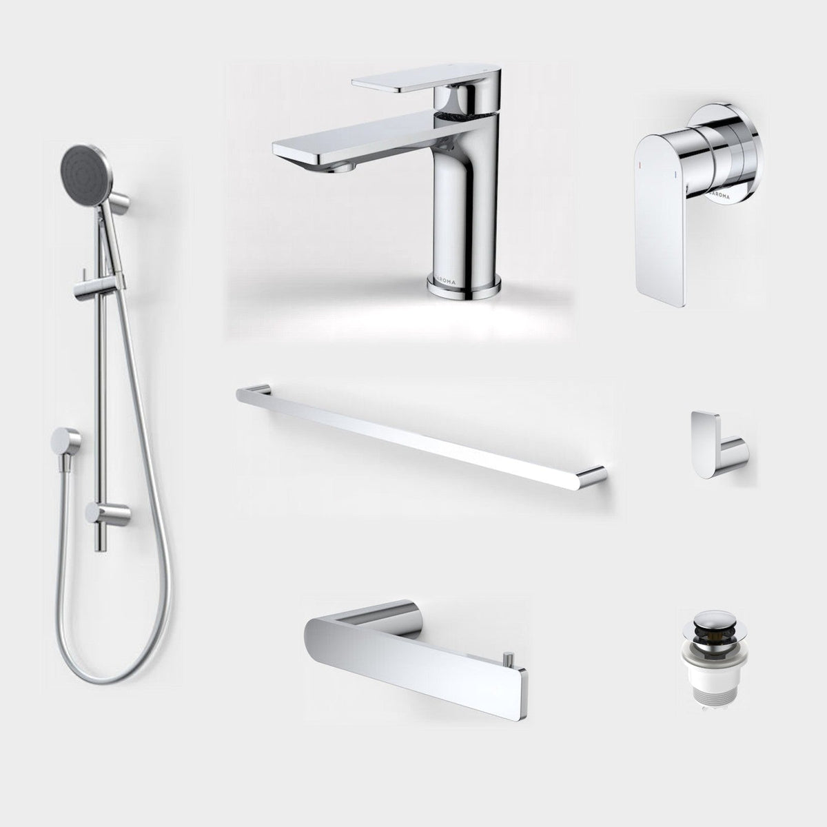 Caroma Urbane II 7-Piece Bathroom Package - Chrome: every piece in the package