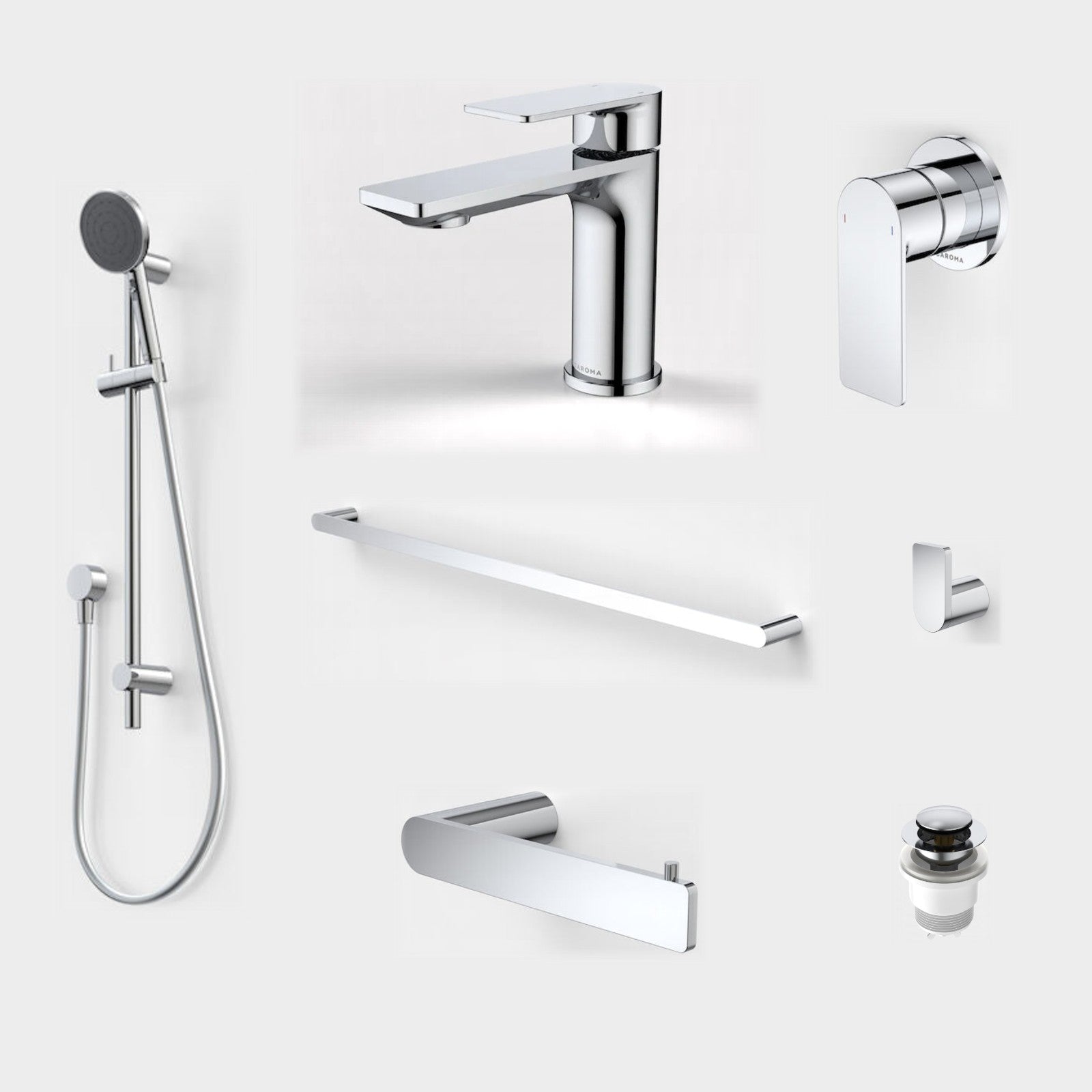 Caroma Urbane II 7-Piece Bathroom Package - Chrome: every piece in the package