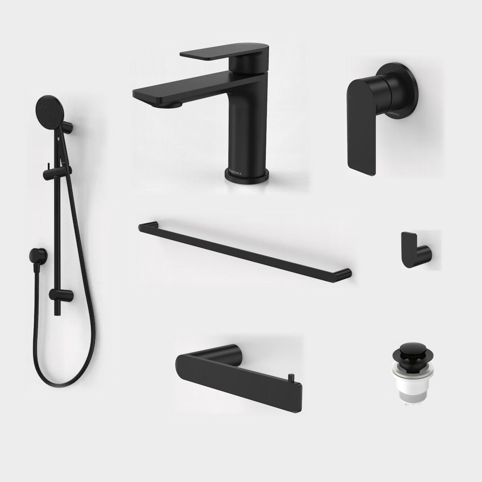Caroma Urbane II 7-Piece Bathroom Package - Matte Black: every piece in the package