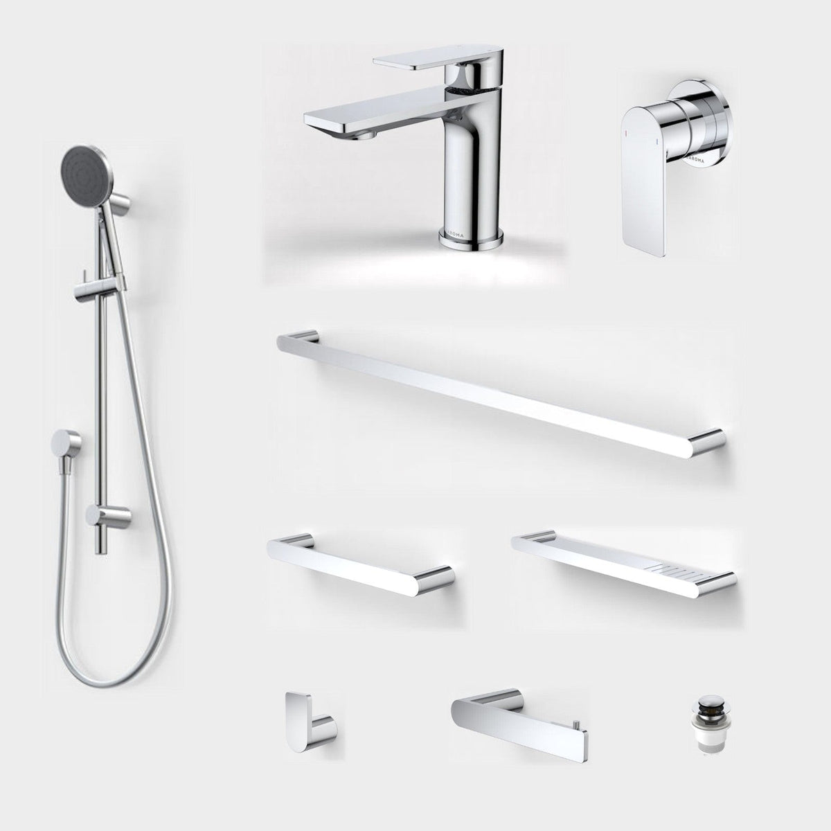 Caroma Urbane II 9-Piece Bathroom Package - Chrome: every piece in the package