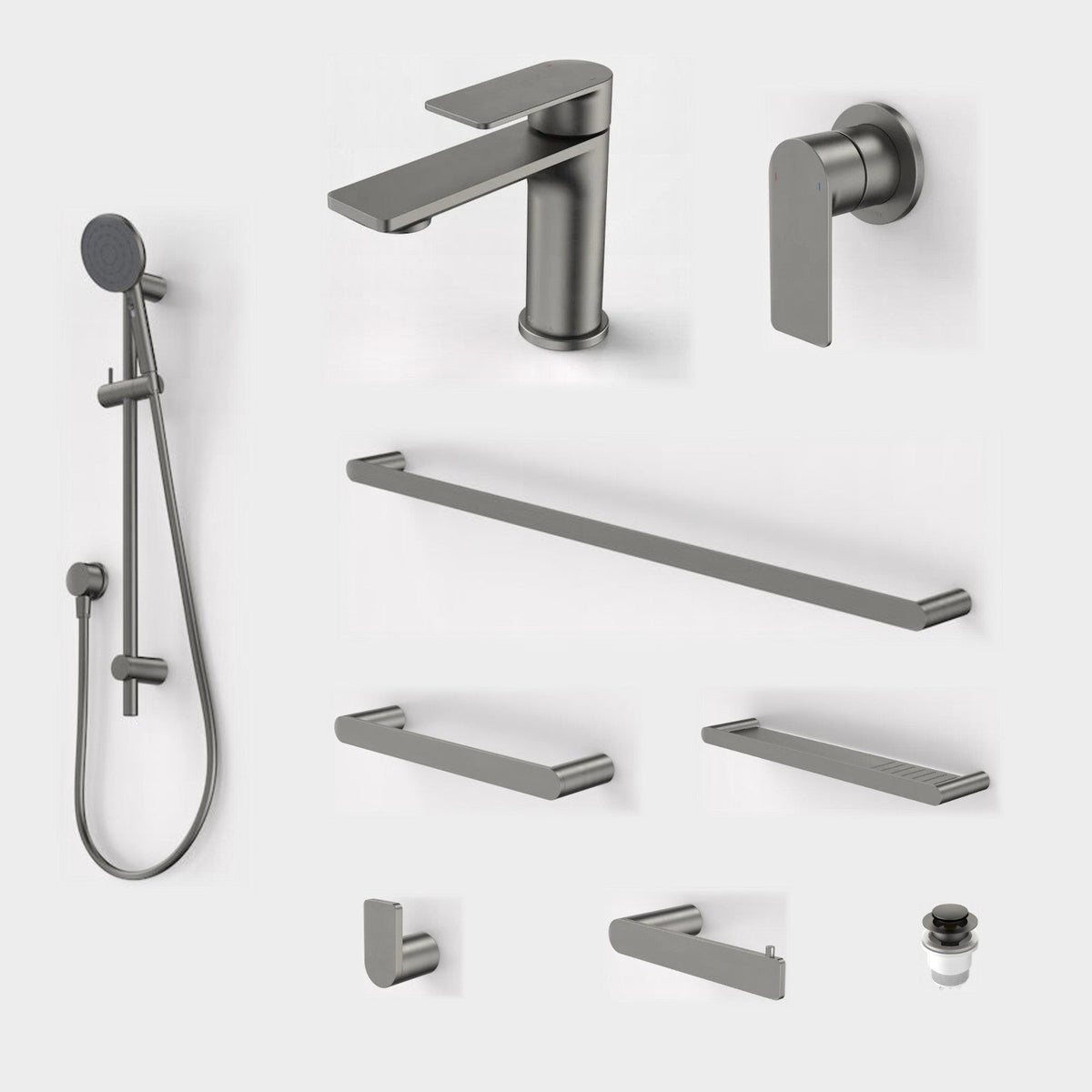 Caroma Urbane II 9-Piece Bathroom Package - Gunmetal: every piece in the package