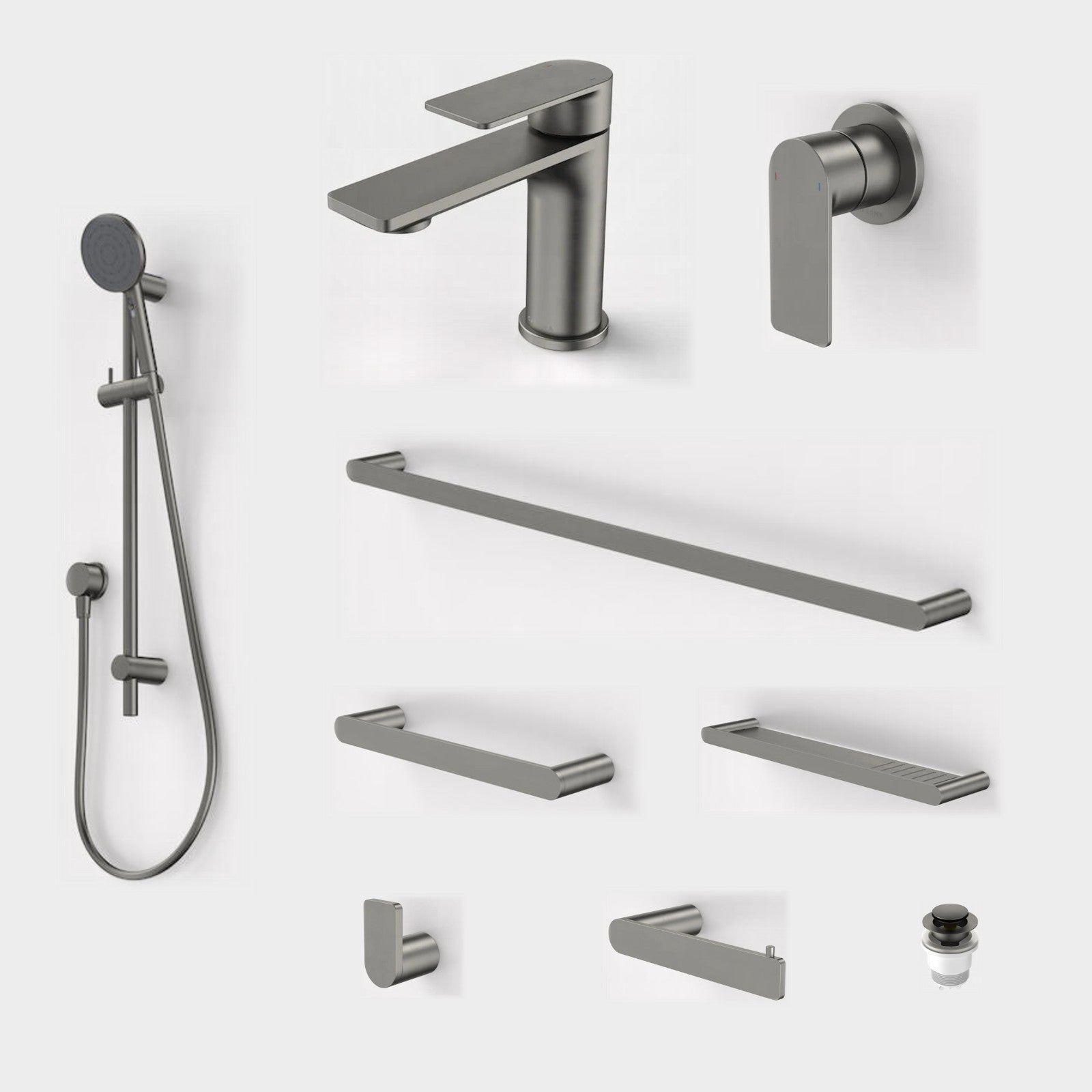 Caroma Urbane II 9-Piece Bathroom Package - Gunmetal: every piece in the package