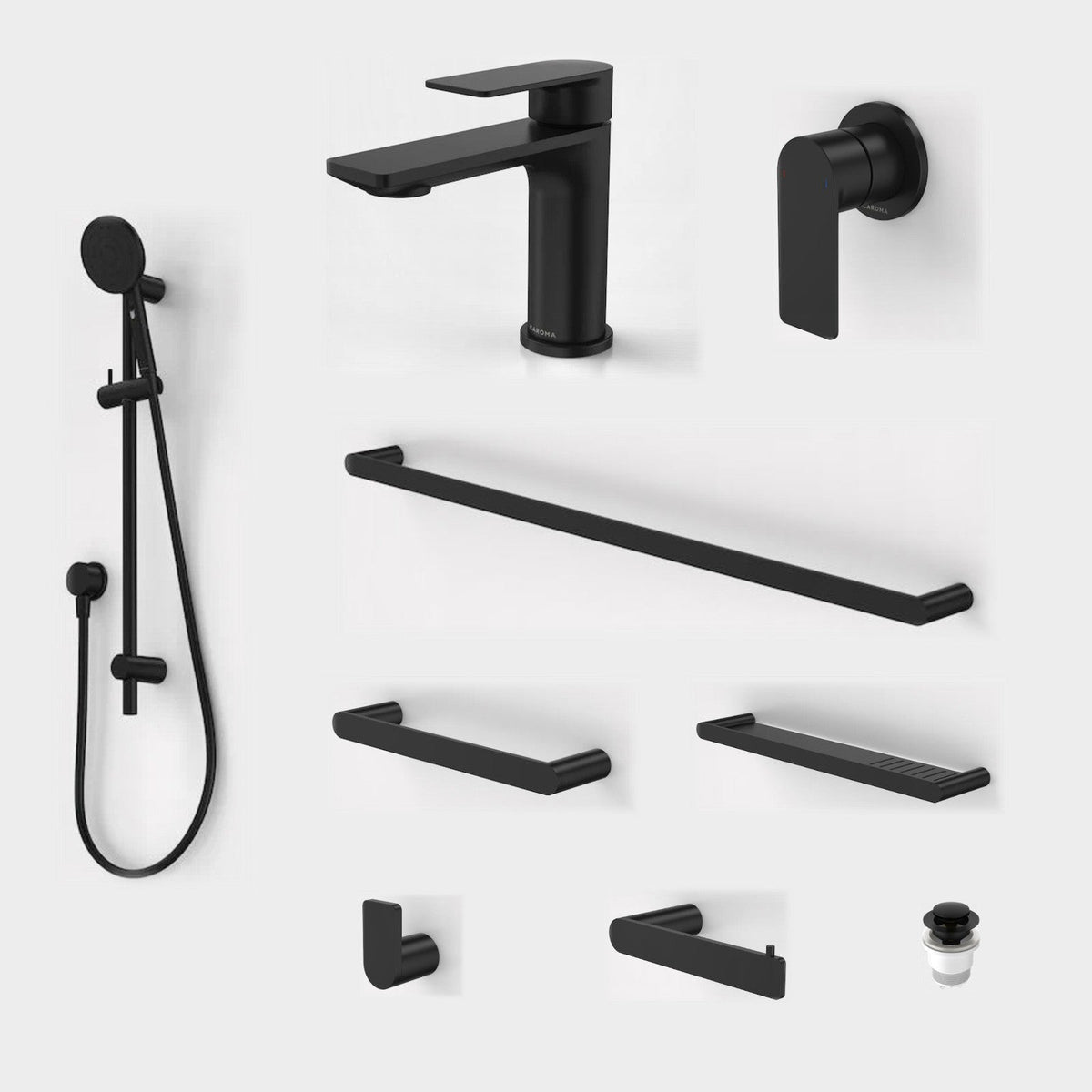 Caroma Urbane II 9-Piece Bathroom Package - Matte Black: every piece in the package