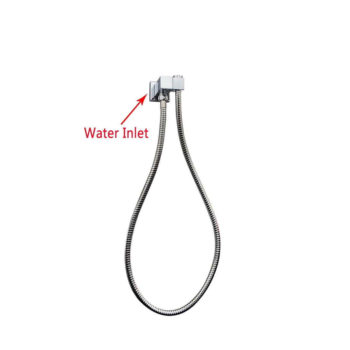 Square Chrome Shower Holder Wall Connector &amp; Hose Only