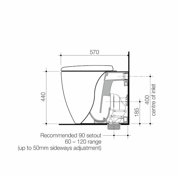 Caroma Contura® II Cleanflush® Wall Faced BI 4S Pan GermGard®- Clay