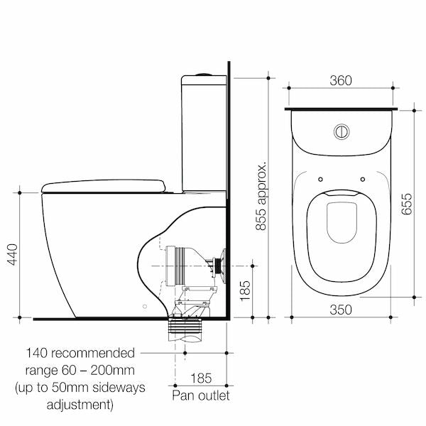 Caroma Contura® II Cleanflush® Wall Faced Close Coupled BE Suite