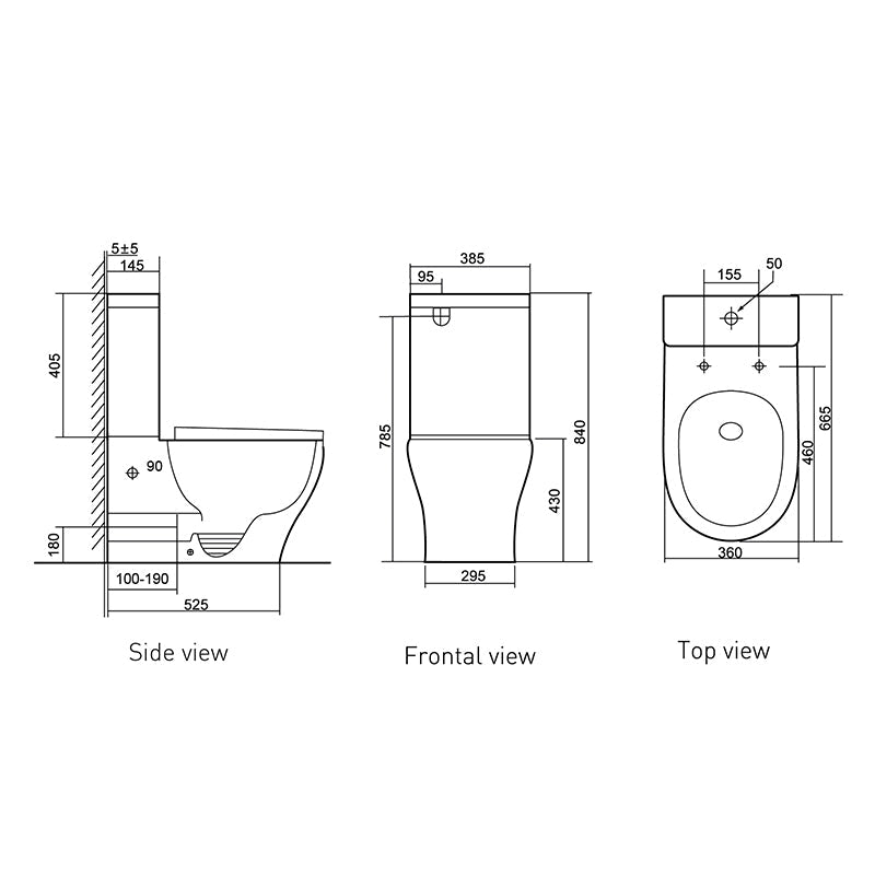 VIVO-II Toilet Suite dimensions