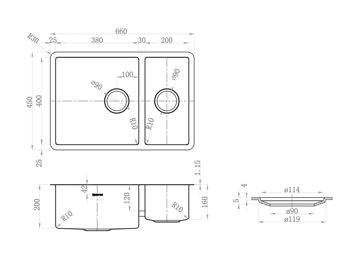 Otti Arte Sink 66D 660x450x200 — Chrome