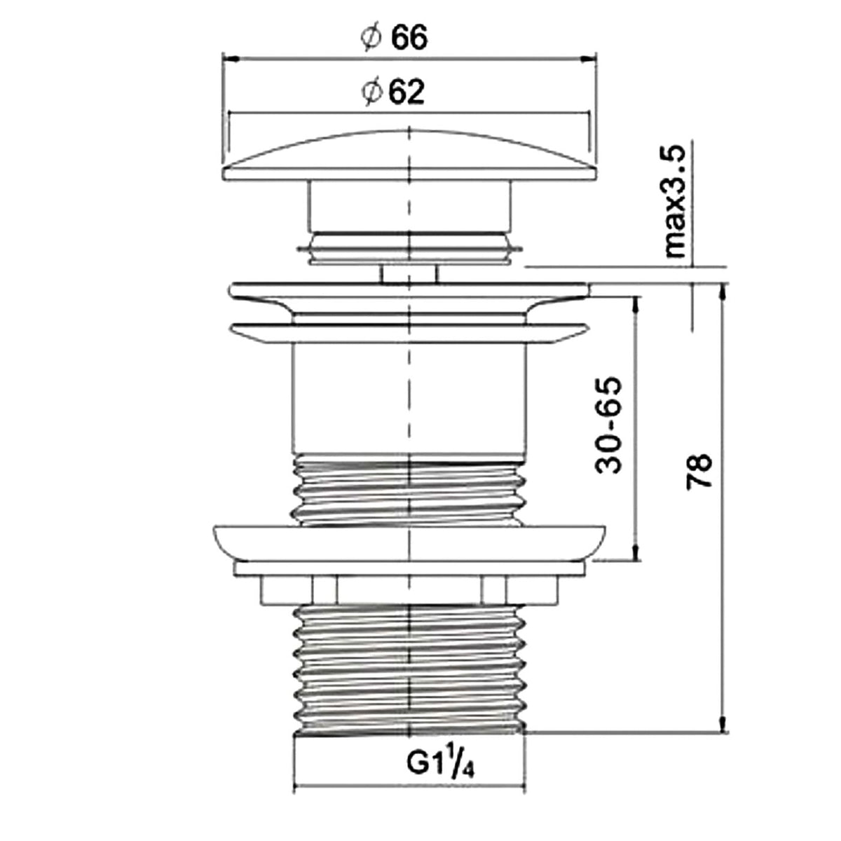 Otti Bathtub 40mm Pop-Up Waste