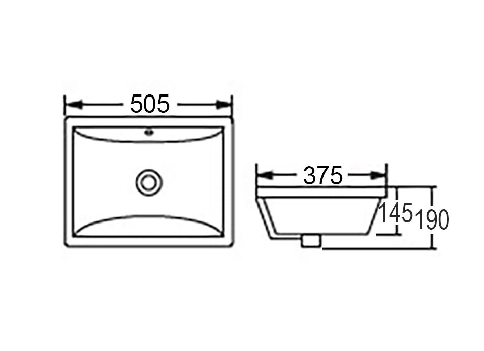 Otti Undermount Square Basin | 505x375mm