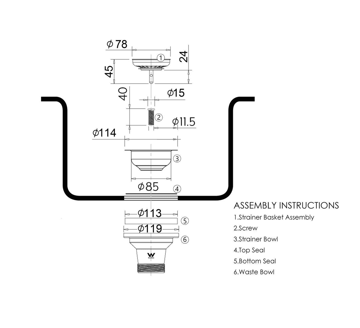 Otti Sink Basket Waste