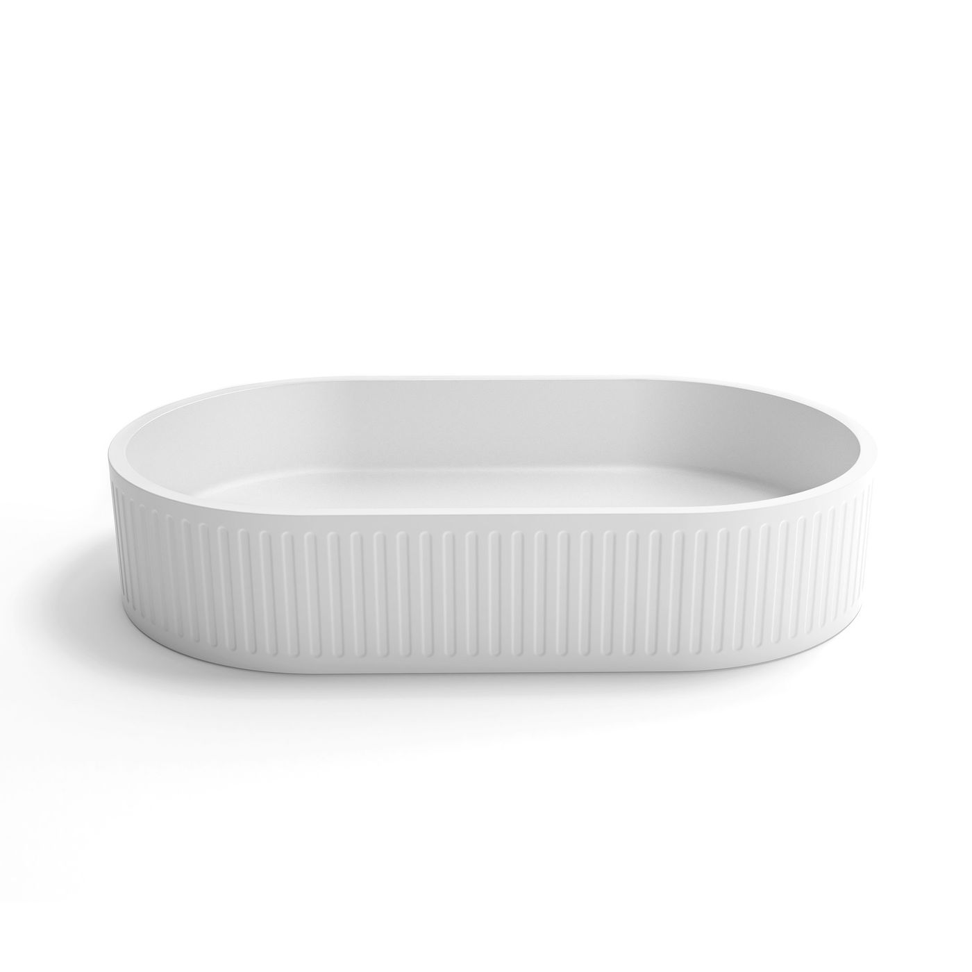 Otti Hudson Concrete Fluted Oval Basin | 600mm