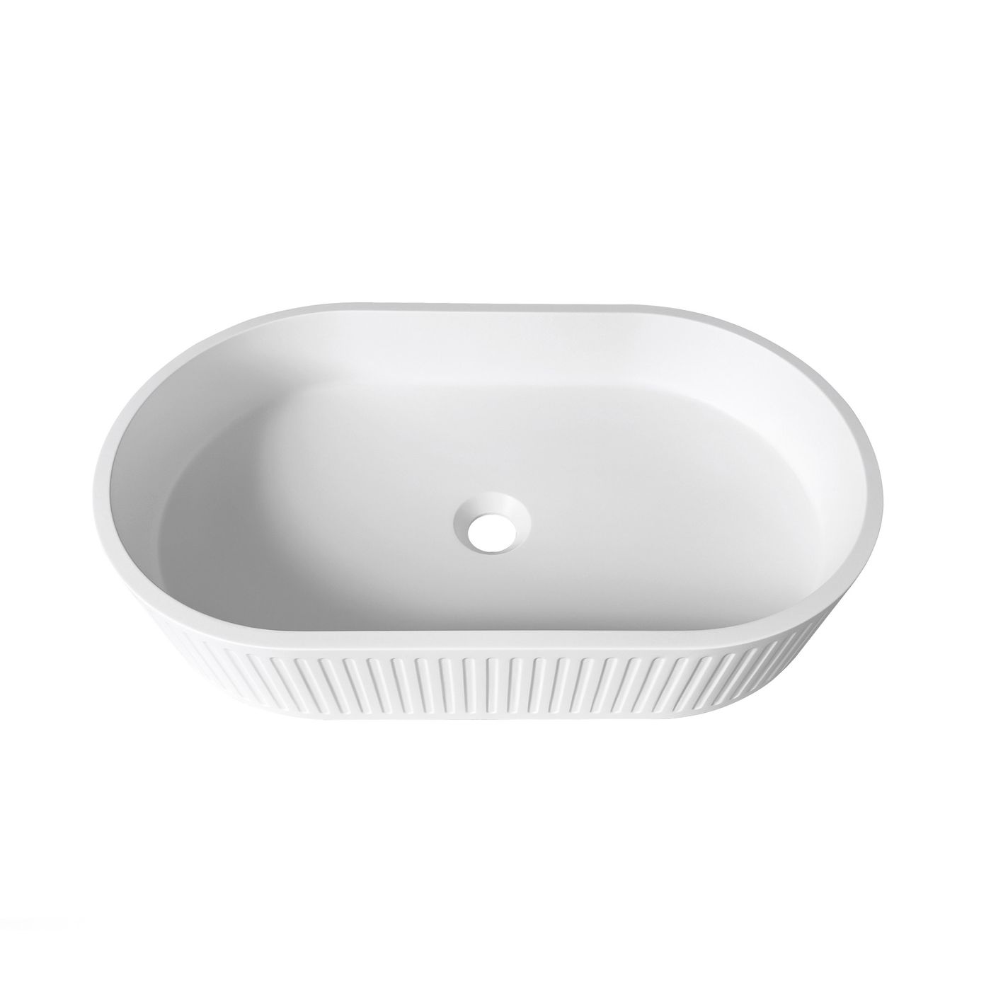 Otti Hudson Concrete Fluted Oval Basin | 600mm