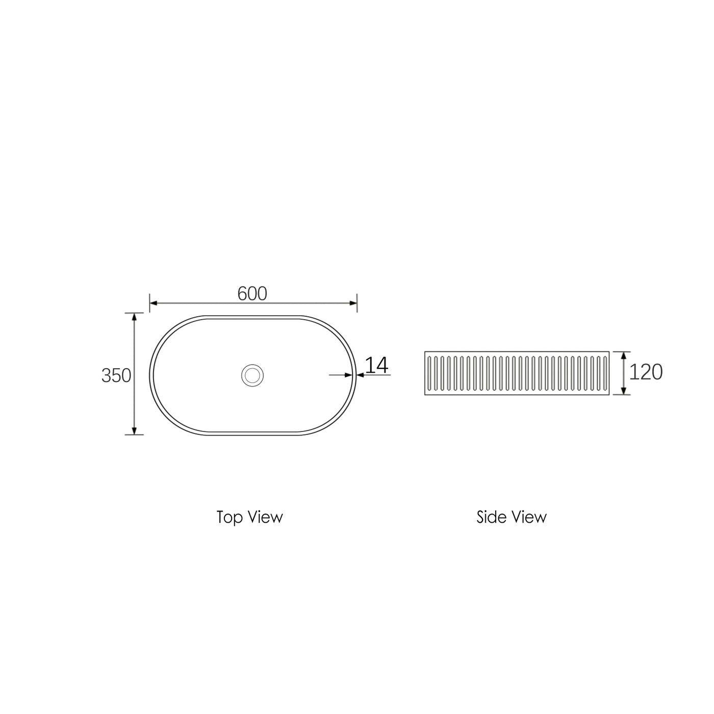 Otti Hudson Concrete Fluted Oval Basin | 600mm