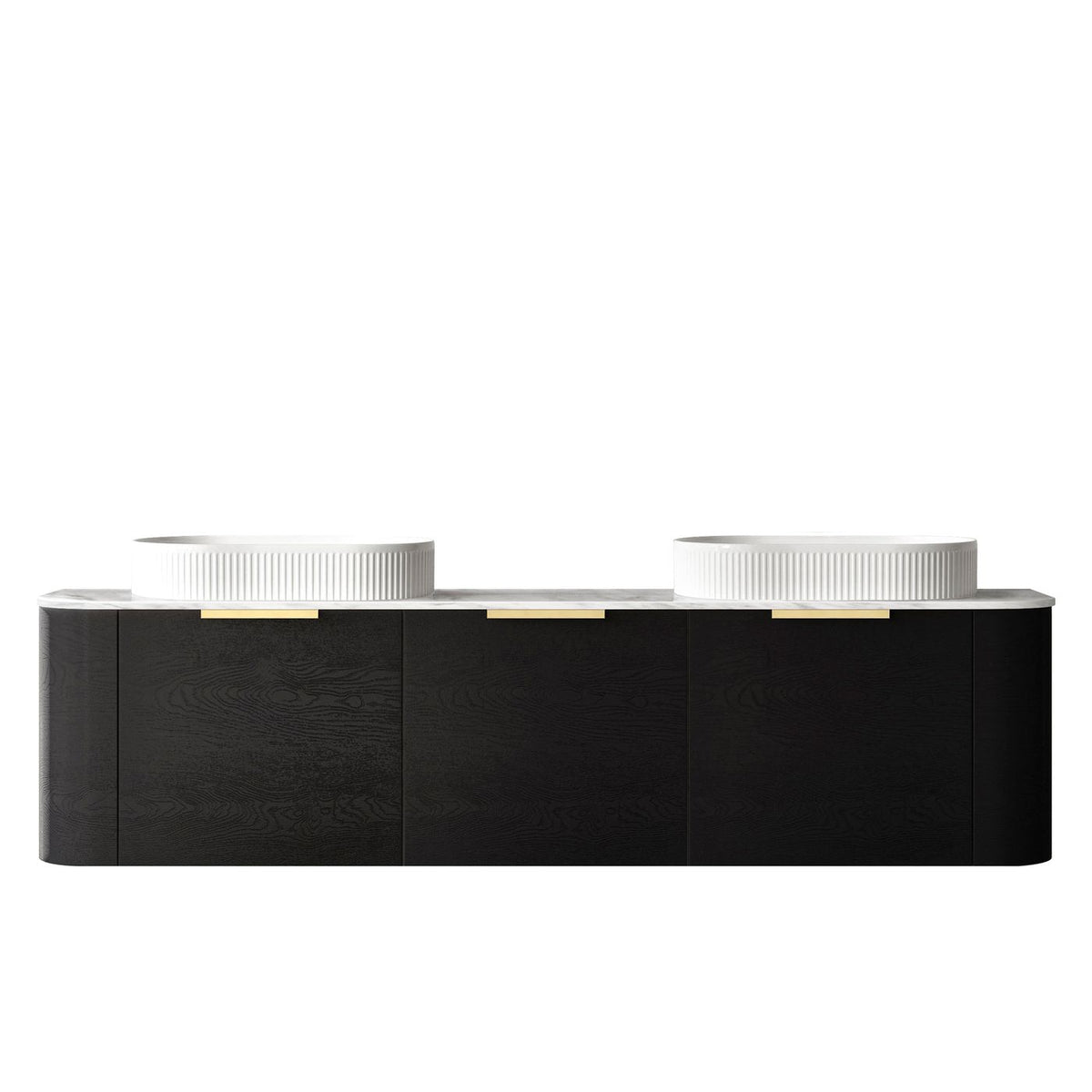Otti Bondi Wall Hung Curve Vanity | Natural Oak & Black Oak | 600 / 750 / 900 / 1200 / 1500 / 1800 MM