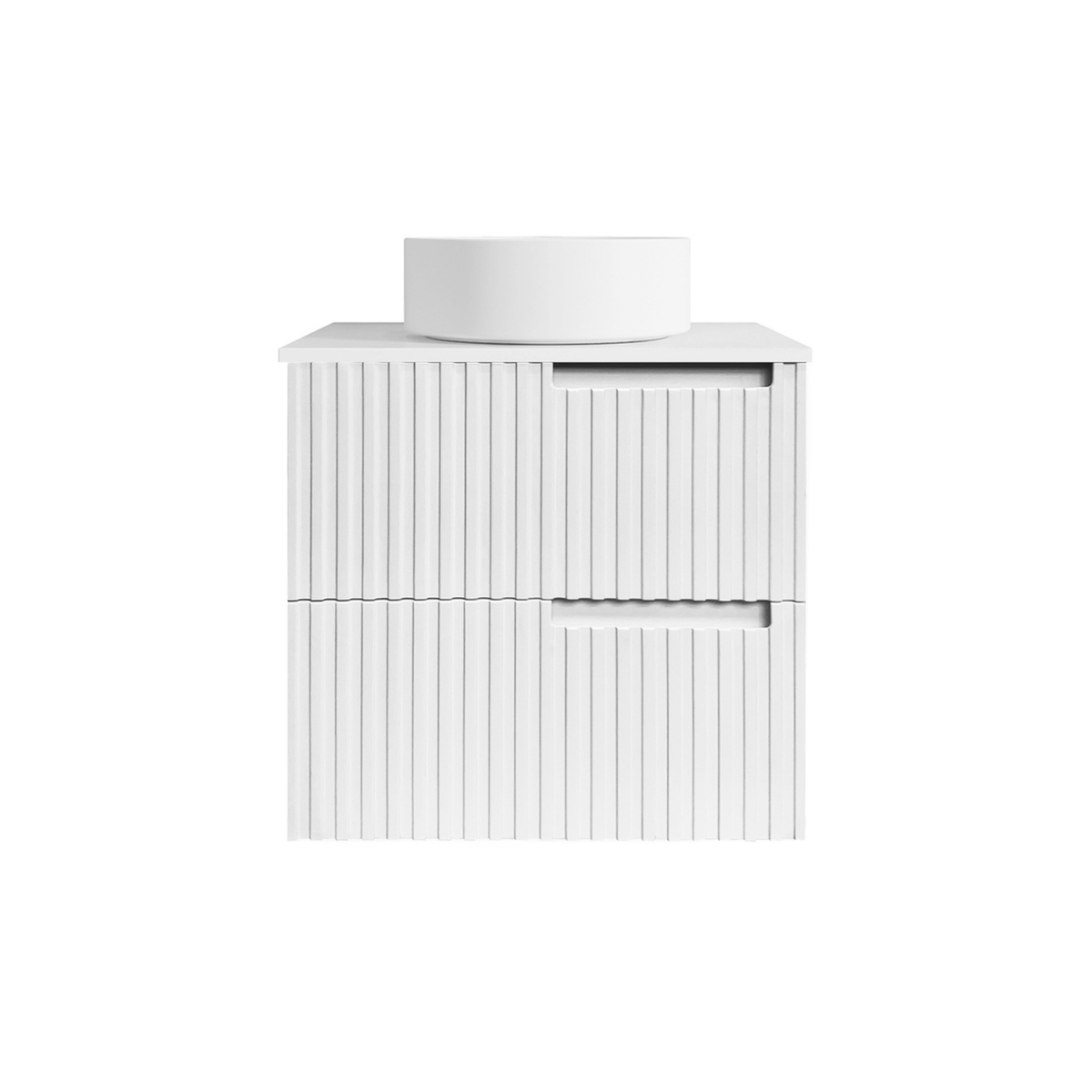 Otti Noosa Fluted Satin White Wall Hung Vanity 600 / 750 / 900 / 1200 / 1500 MM