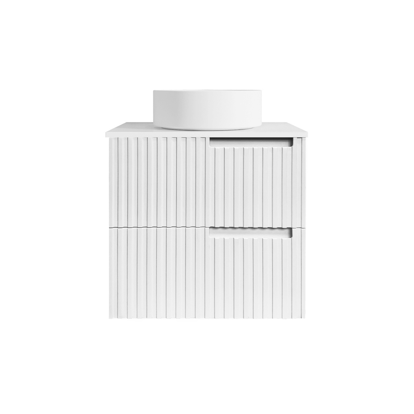 Otti Noosa Fluted Satin White Wall Hung Vanity 600 / 750 / 900 / 1200 / 1500 MM