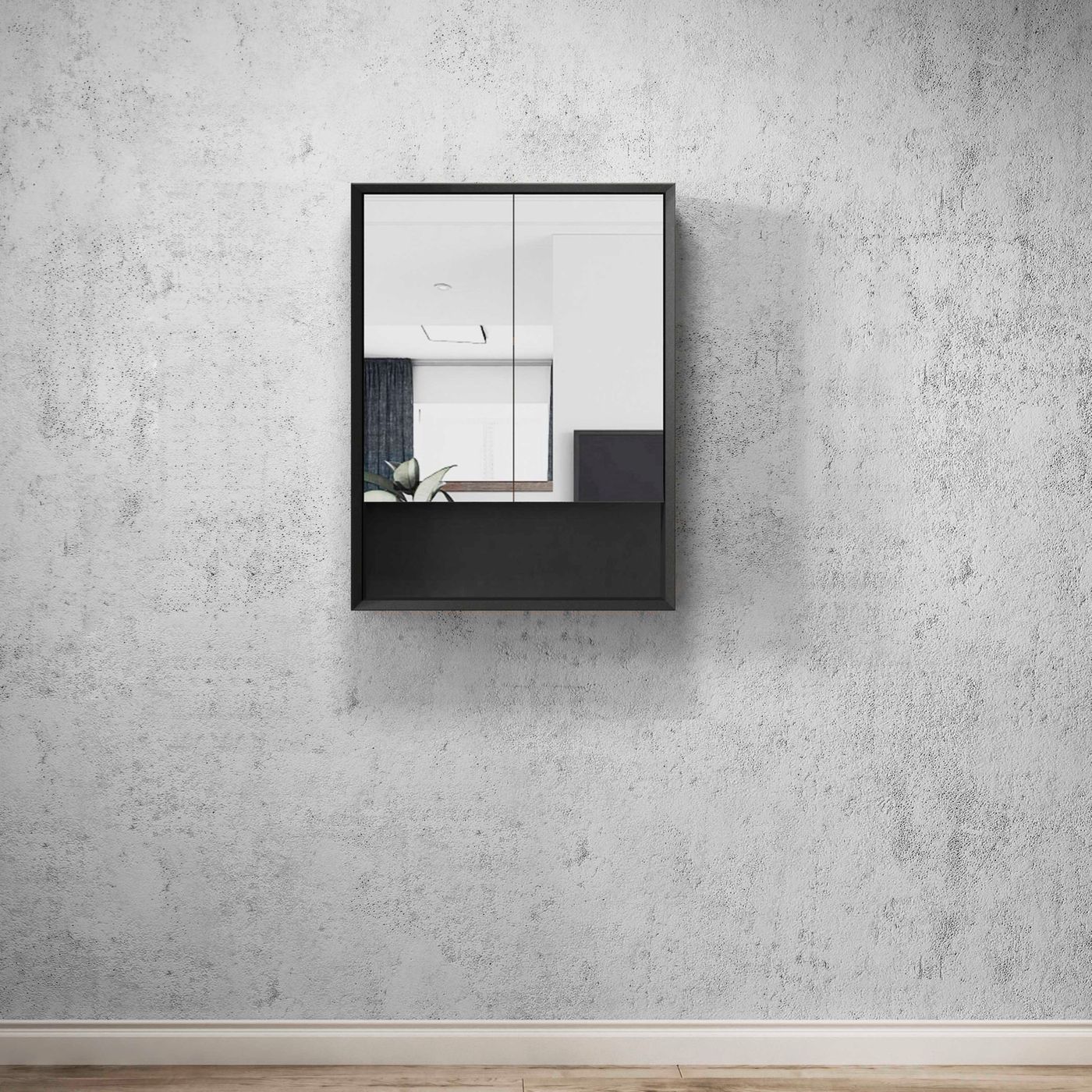 Otti Marlo Shaving Cabinet With Shelf | Matte Black