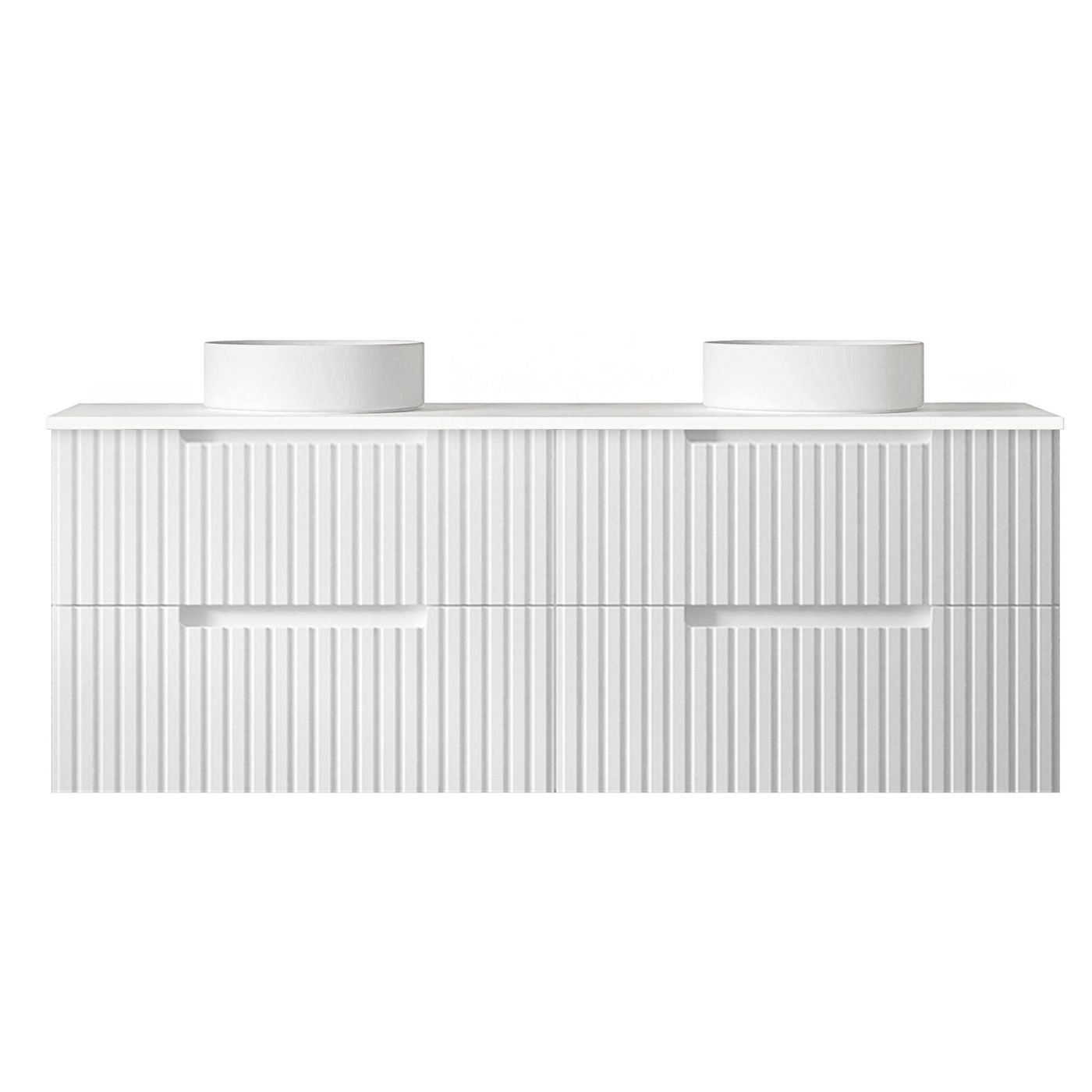 Otti Noosa Fluted Satin White Wall Hung Vanity 600 / 750 / 900 / 1200 / 1500 MM