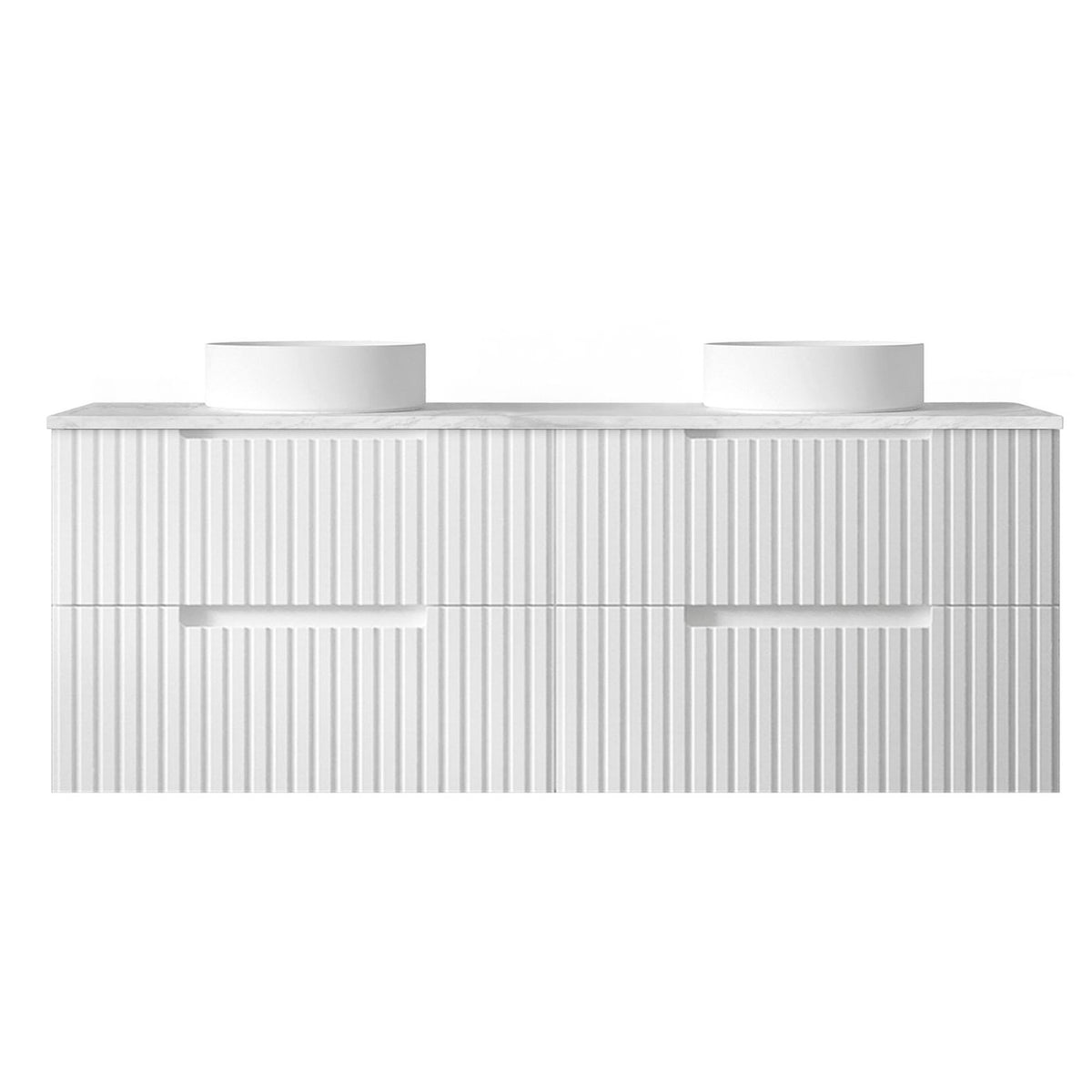 Otti Noosa Fluted Satin White Wall Hung Vanity 600 / 750 / 900 / 1200 / 1500 MM