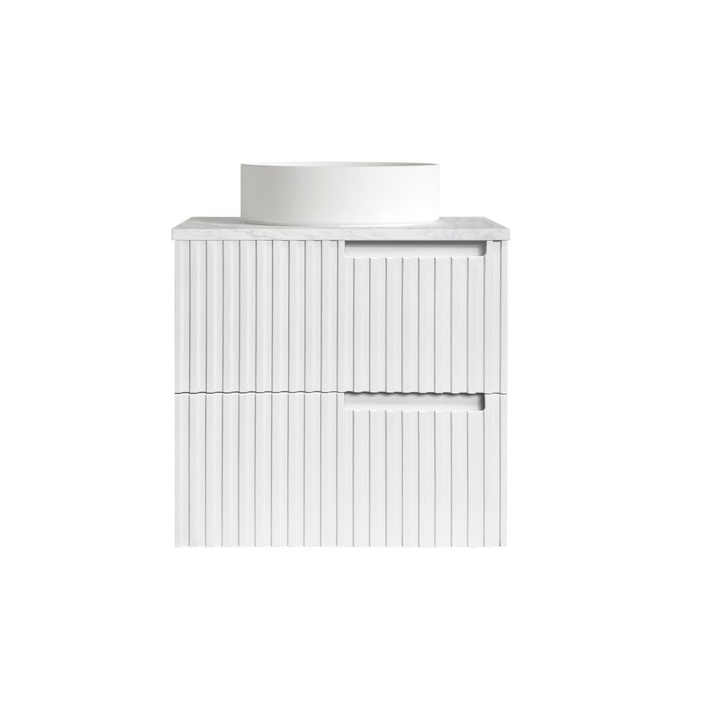 Otti Noosa Fluted Satin White Wall Hung Vanity 600 / 750 / 900 / 1200 / 1500 MM