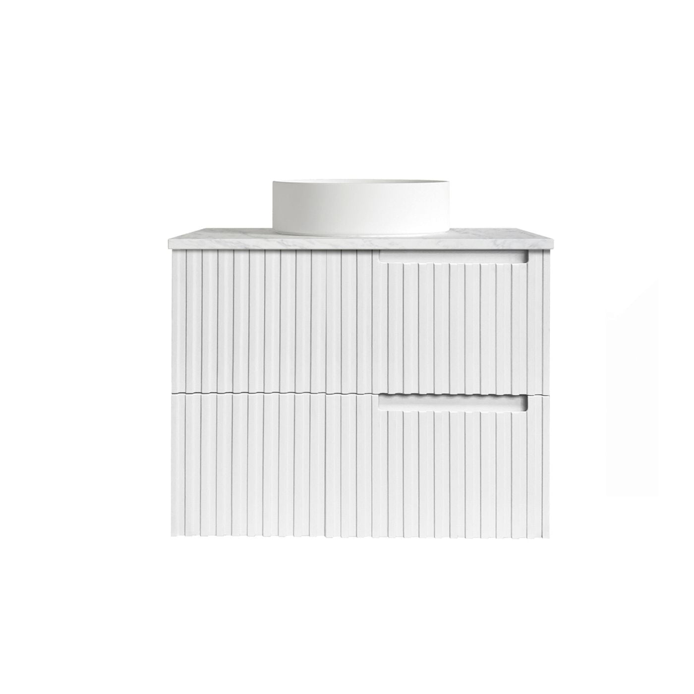 Otti Noosa Fluted Satin White Wall Hung Vanity 600 / 750 / 900 / 1200 / 1500 MM