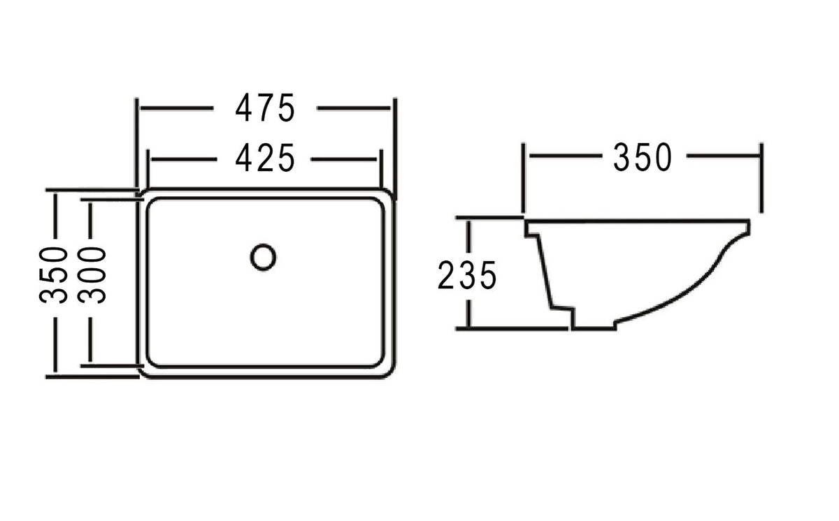 Otti Undermount Square Basin | 475x350mm